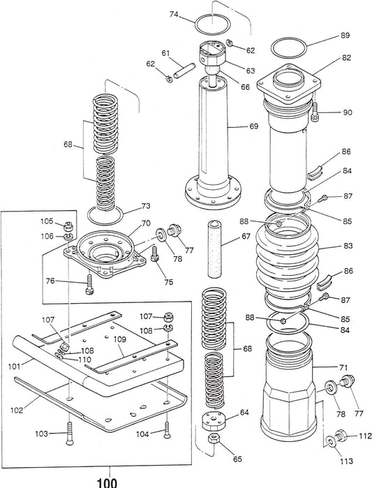 MT60HS Cylinder Guide  And Foot Assembly Parts