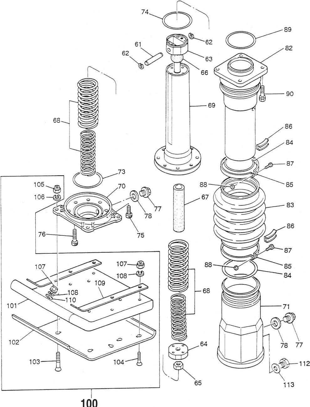 MT60HS Cylinder Guide  And Foot Assembly Parts
