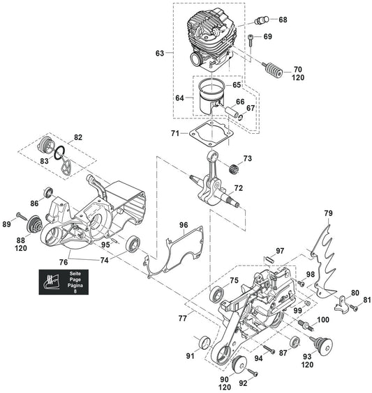 Cylinder, Crankshaft, Crankcase Piston Assembly Parts For  EA7900PRZ1, EA7900PRZ, EA7900PRZ2, EA7901PRZ1 Gas Chain Saw Parts by Makita