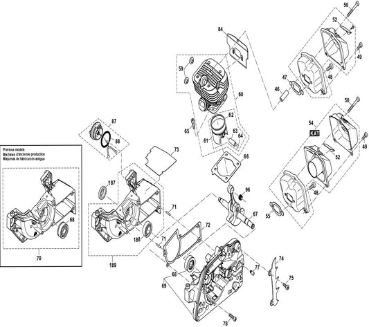 Cylinder, Piston, Crankcase, Muffler Assembly Parts For EA4300F40B, EA4300FRDB Gas Chain Saw Parts by Makita