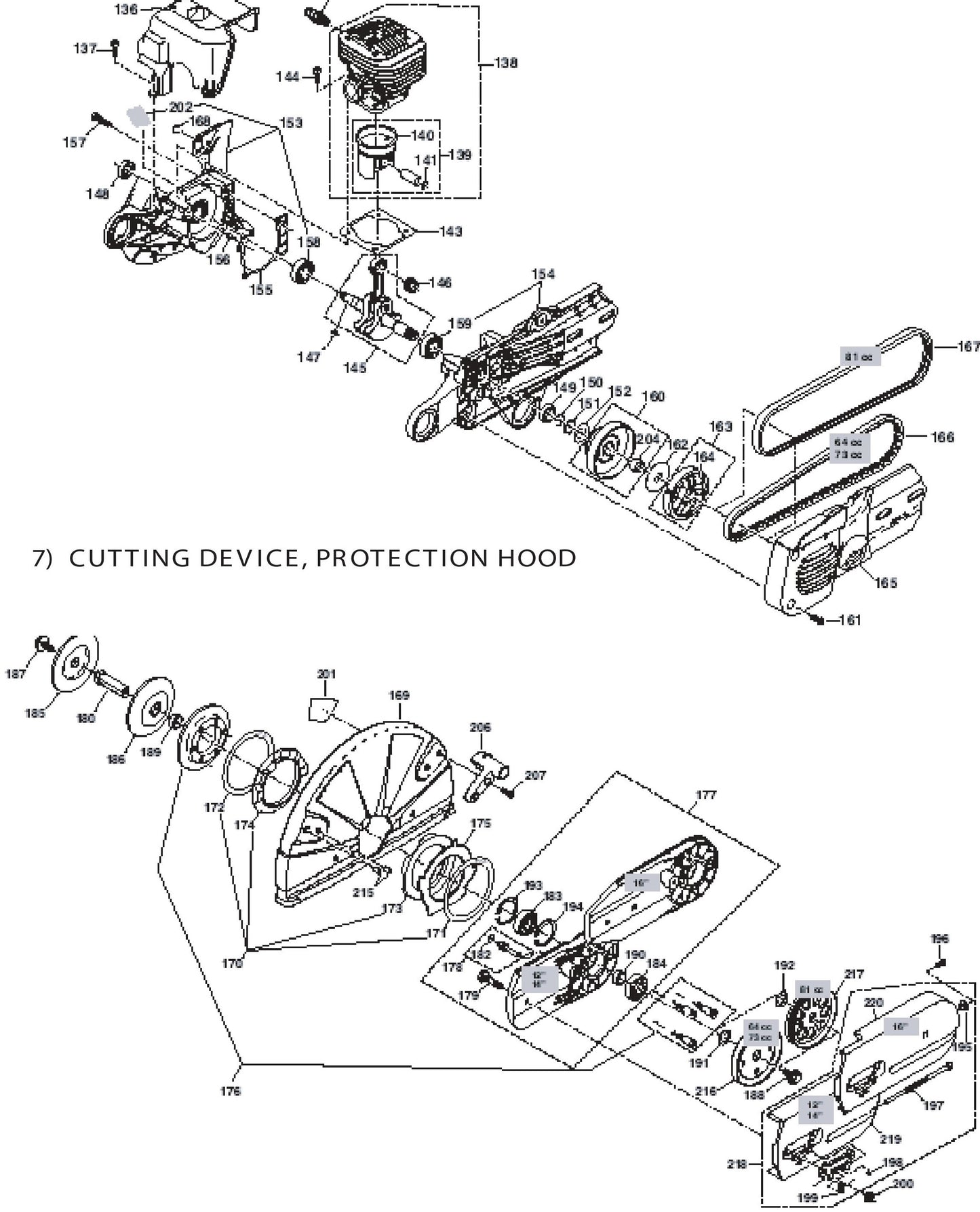 Cylinder, Crankcase, Clutch, Cutting Device And Protection Hood Assembly Parts For DPC8112 Cutter By Makita