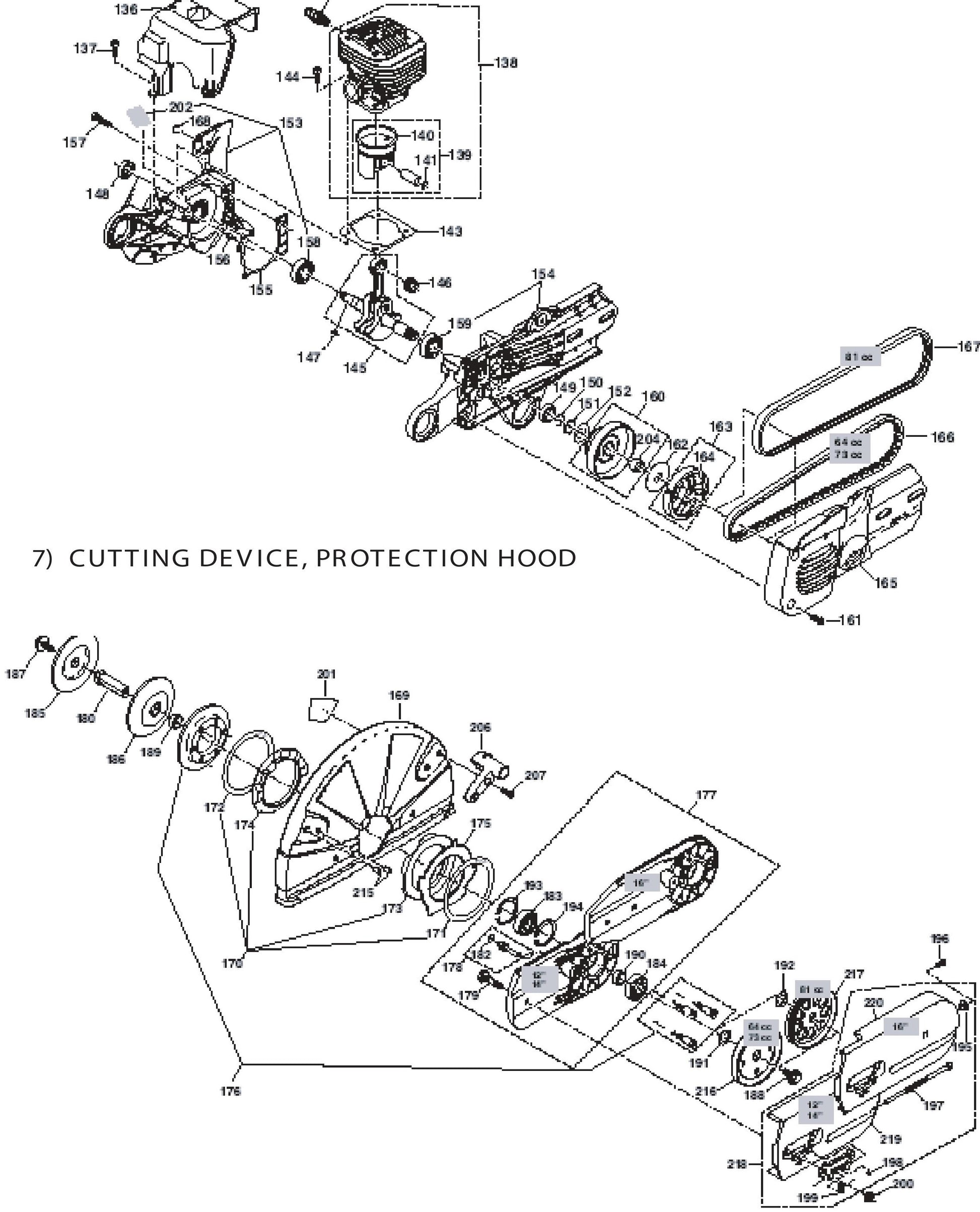 Cylinder, Crankcase, Clutch, Cutting Device And Protection Hood Assembly Parts For DPC8112 Cutter By Makita