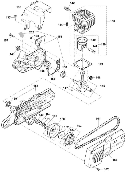 Cylinder, Crankshaft, Clutch Assembly part For DPC6401 Cutter By Makita