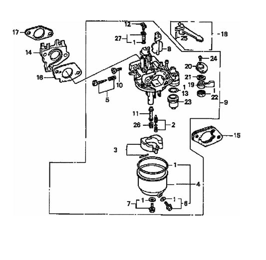 T30H HONDA GX240K1PMT2 Engine Carburetor Assembly Parts By Multiquip