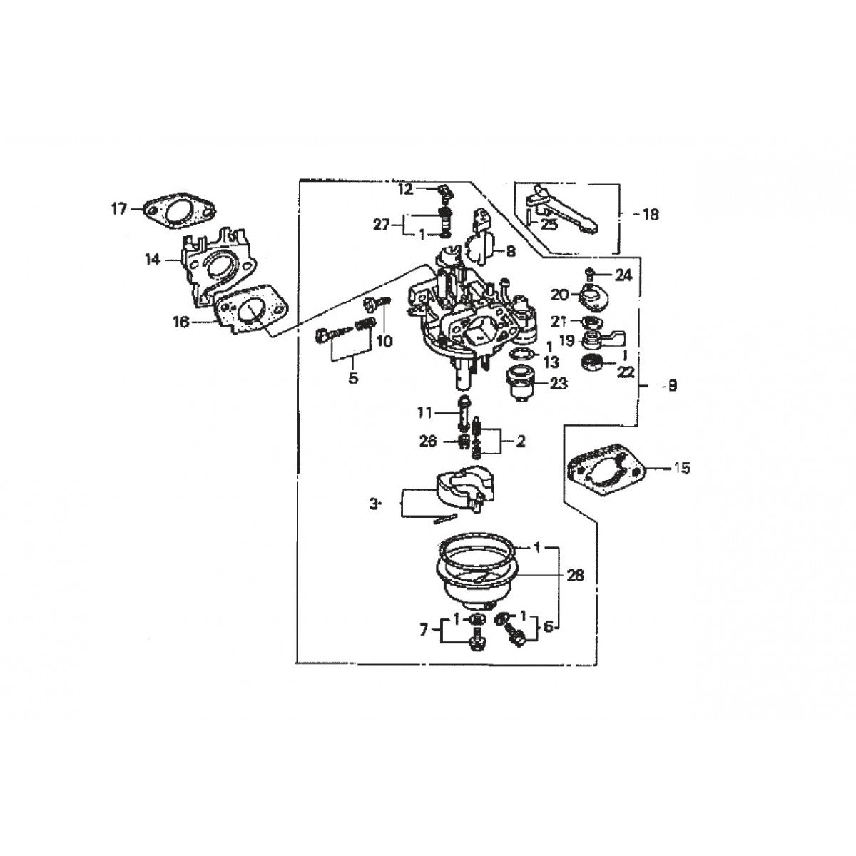 Carburetor Assembly Parts for HPLA/HPHA-36-Series Trowels by Multiquip Whiteman