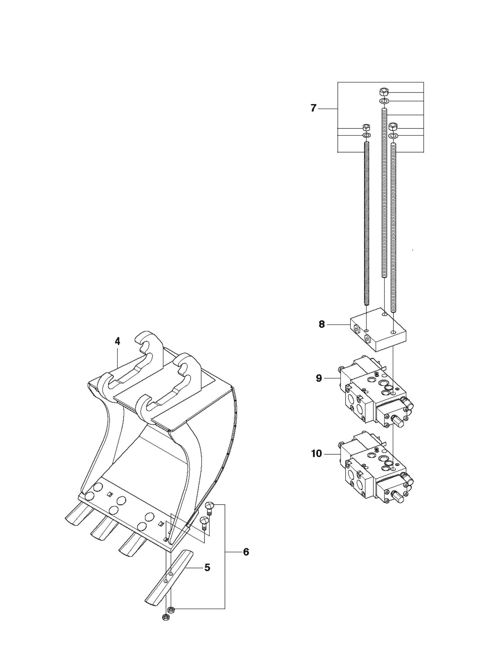 Chisels and Bucket Parts for DXR 300 By Husqvarna