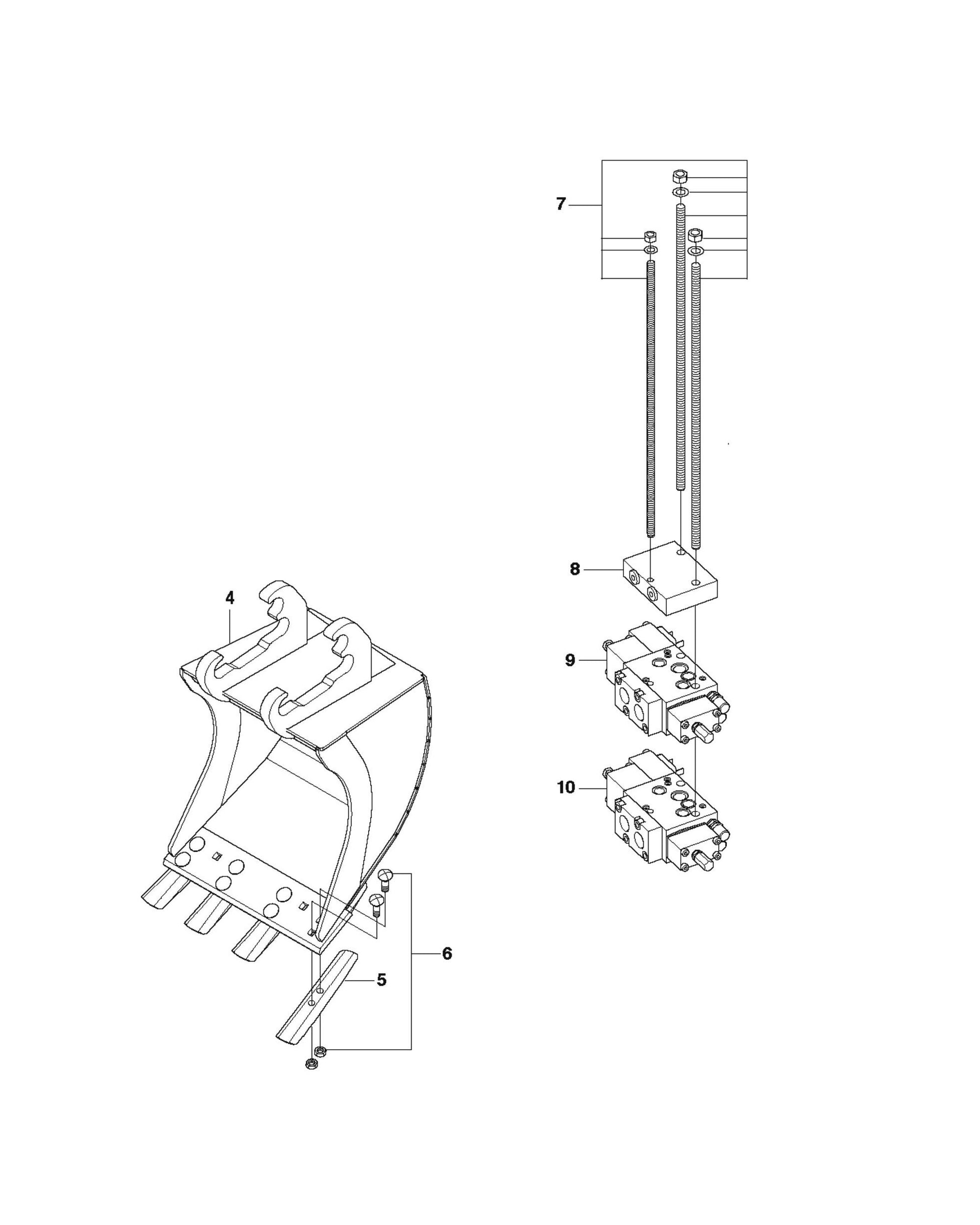 Chisels and Bucket Parts for DXR 310 By Husqvarna