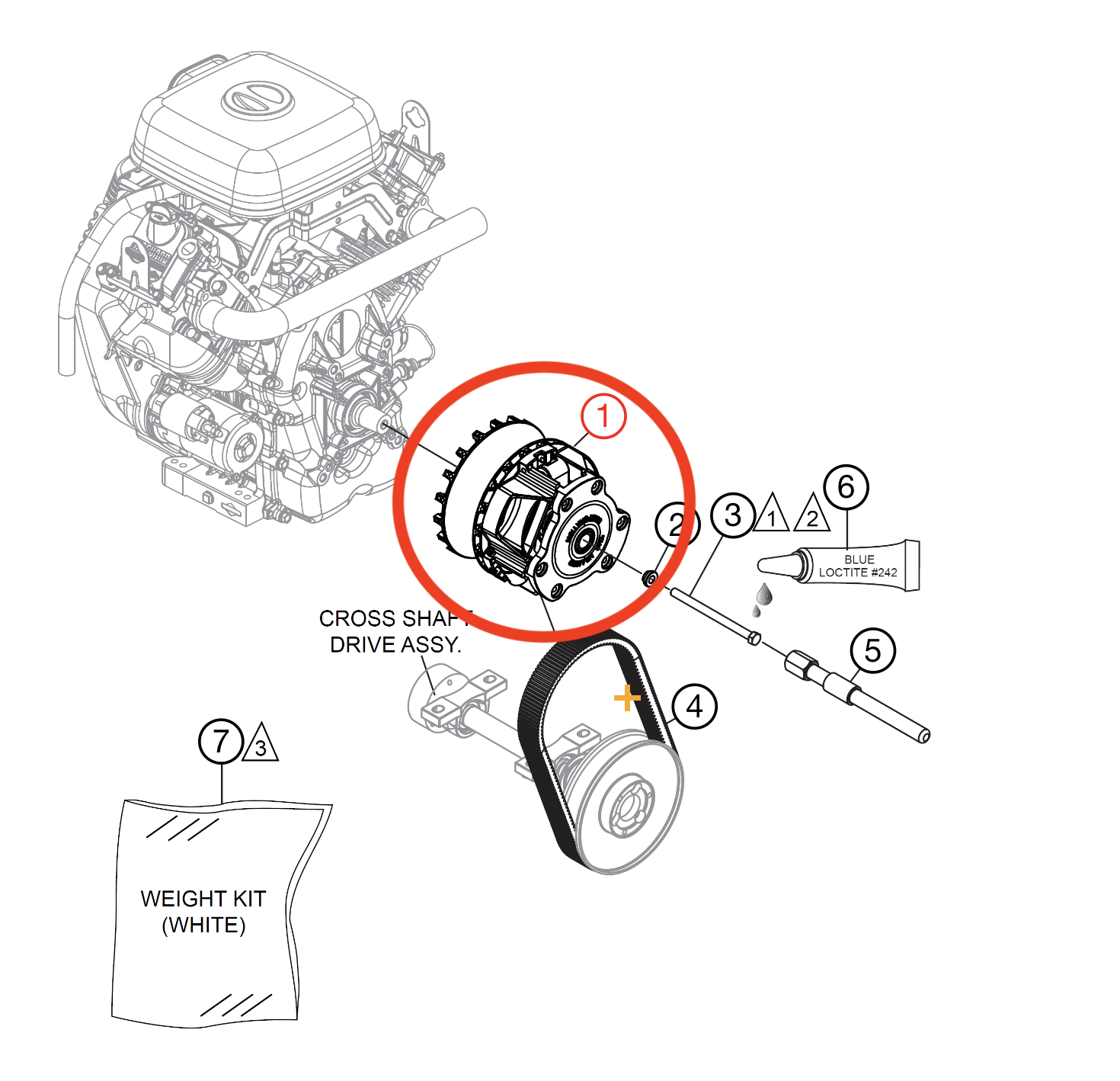32449 Clutch, Cvt Drive W/Taper-Hil for HHNG5 Mechanical ride on power trowels by Multiquip Whiteman