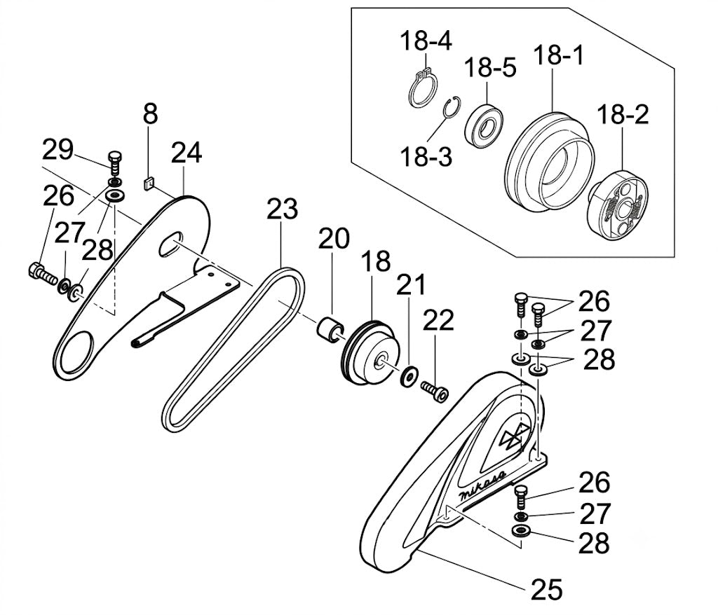 Belt and Clutch Assembly Parts for MVC88 Plate Tampers