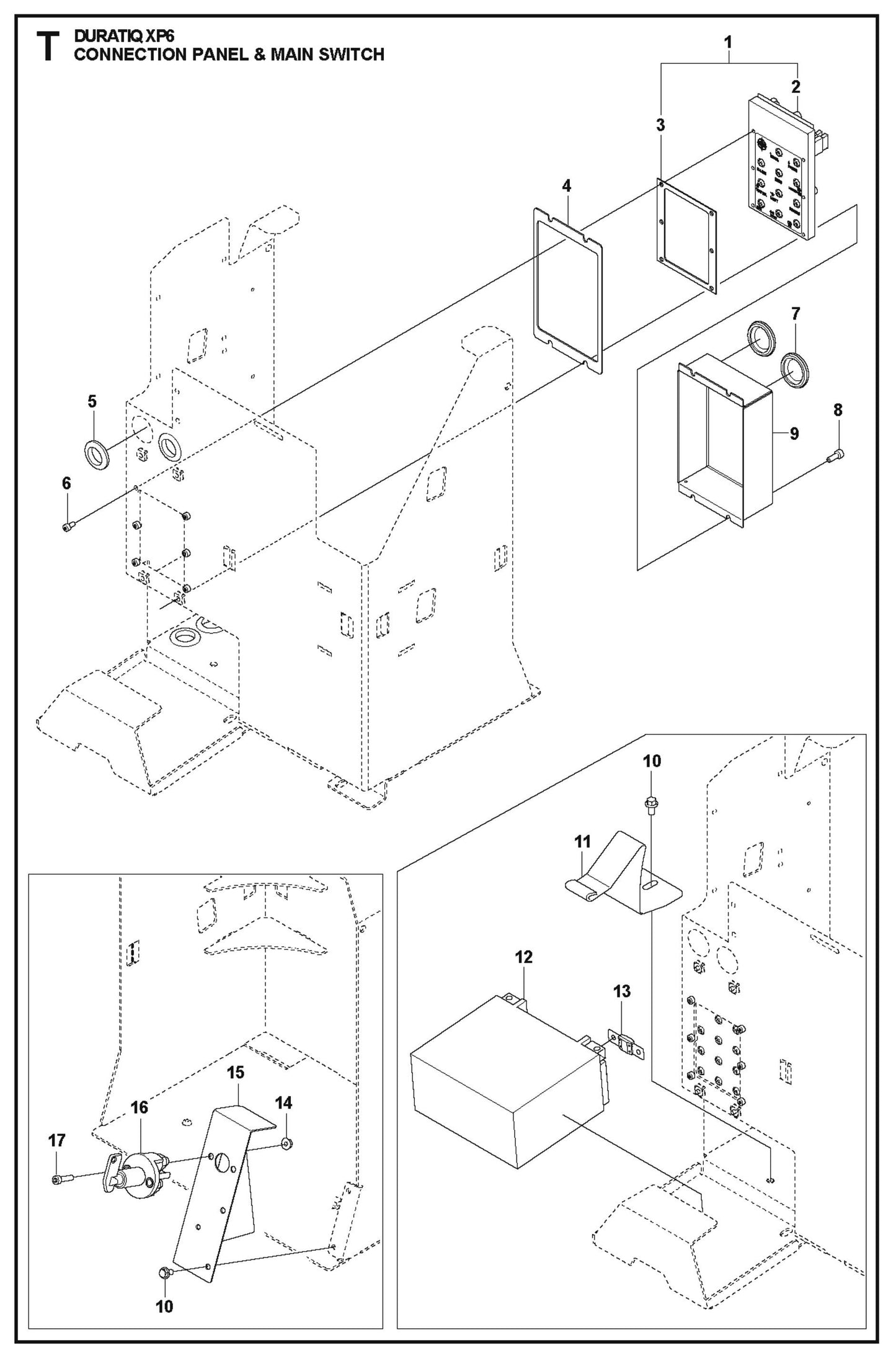 Connection Panel and Main Switch Parts For HTC XP6 By Husqvarna