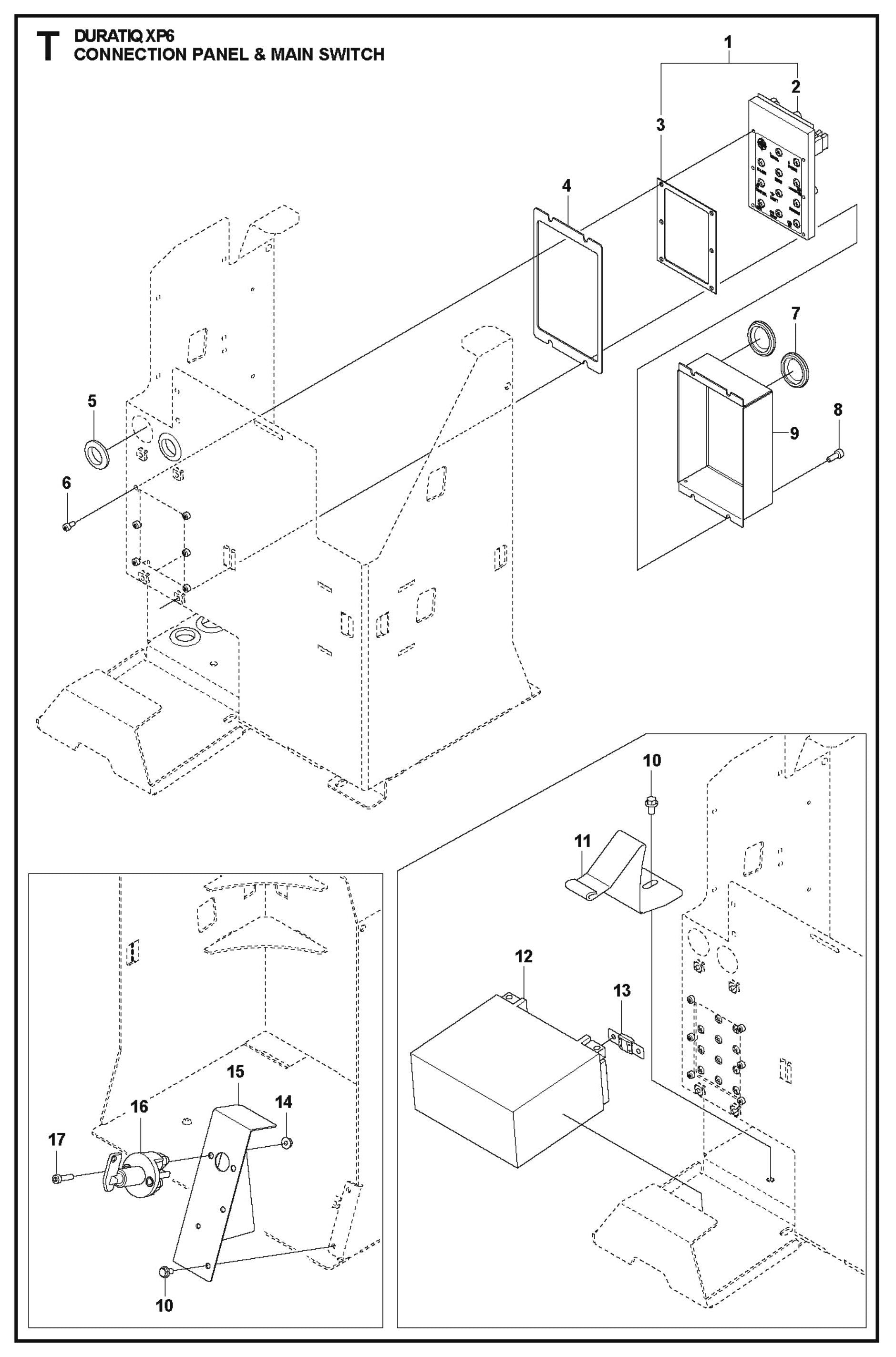 Connection Panel and Main Switch Parts For HTC XP6 By Husqvarna