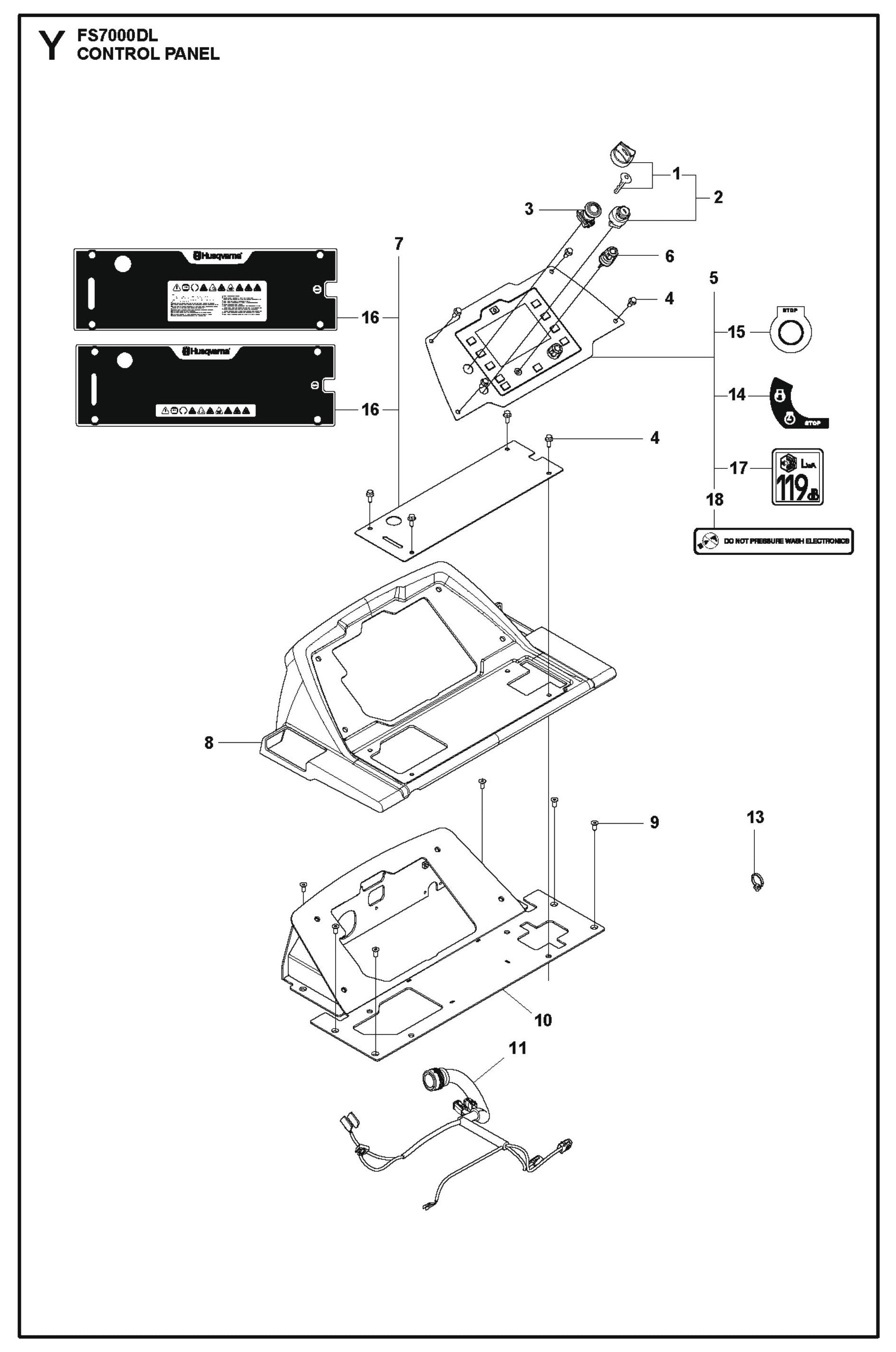 Control Panel Parts for FS7000 DL By Husqvarna