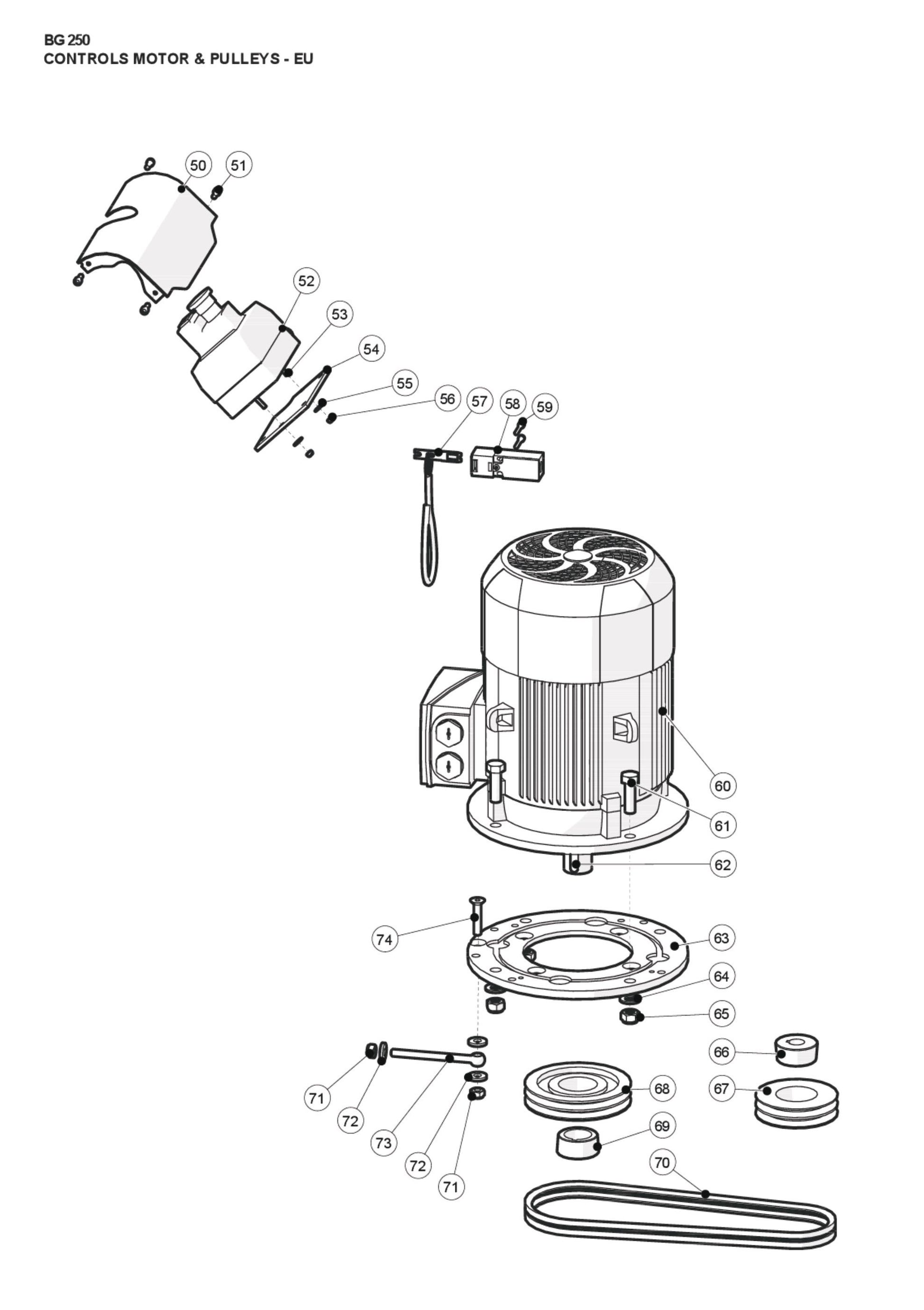 Controls Motor and Pulleys-EU Parts For BG 250 Corded By Husqvarna