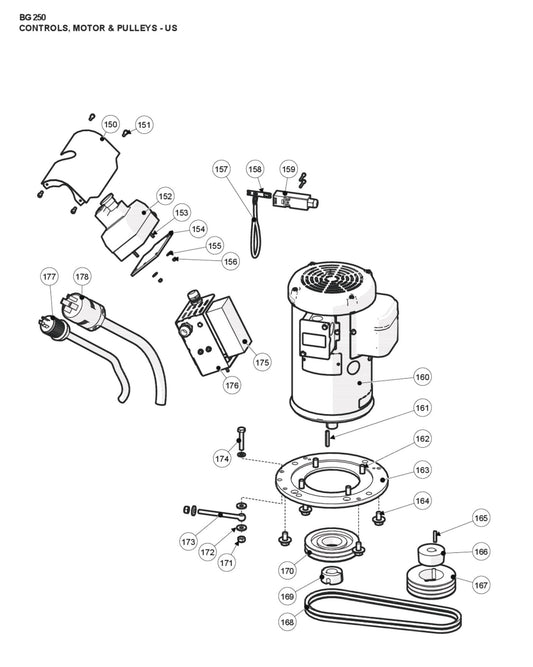 Controls Motor and Pulleys-US Parts For BG 250 P By Husqvarna