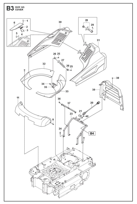 Cover Parts for DXR 145 By Husqvarna