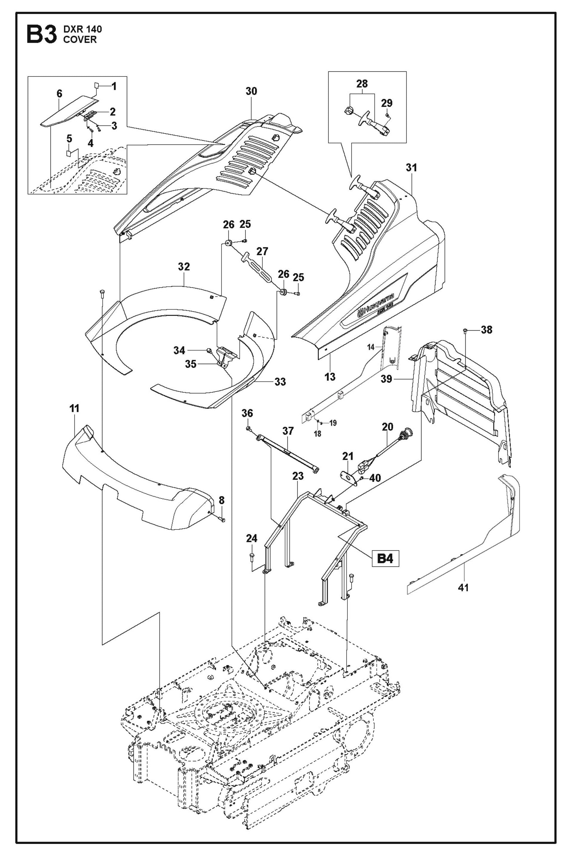 Cover Parts for DXR 140 By Husqvarna