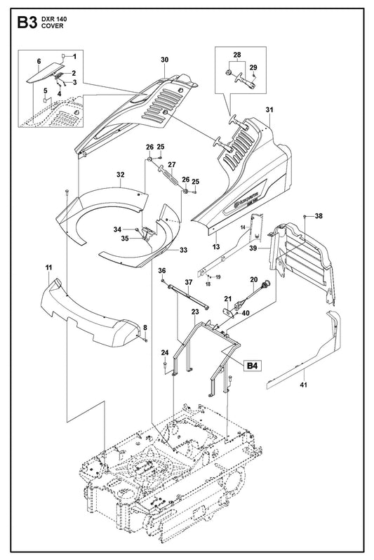 Cover Parts for DXR 140 By Husqvarna
