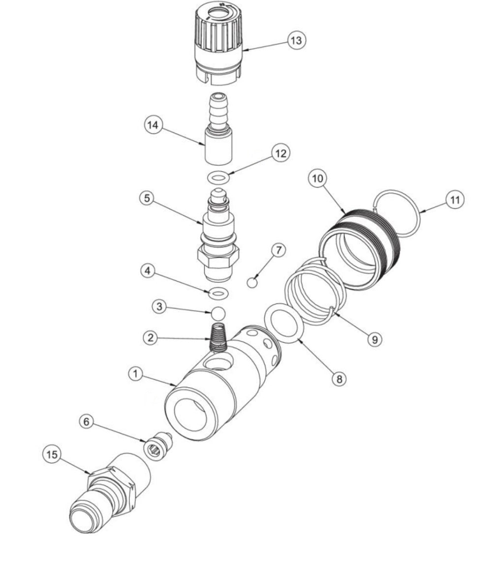 DC-1003-WSE1G/WSE2G, DC-2004-WSE1G/WSE2G/WSE3G, DC-3004-WSE3G, DC-3005-WSE3G Detergent Injector Assembly Parts By Mi-T-M