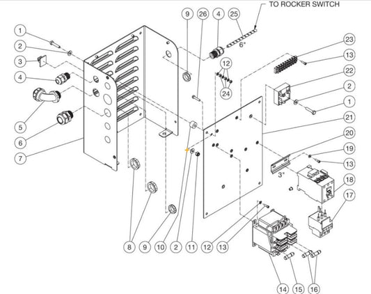 DC-2004-WSE3G, DC-3004-WSE3G (sn:11356792-99999999), DC-3005-WSE3G (sn:0-99999999) Electric Box Assembly Parts by Mi-T-M