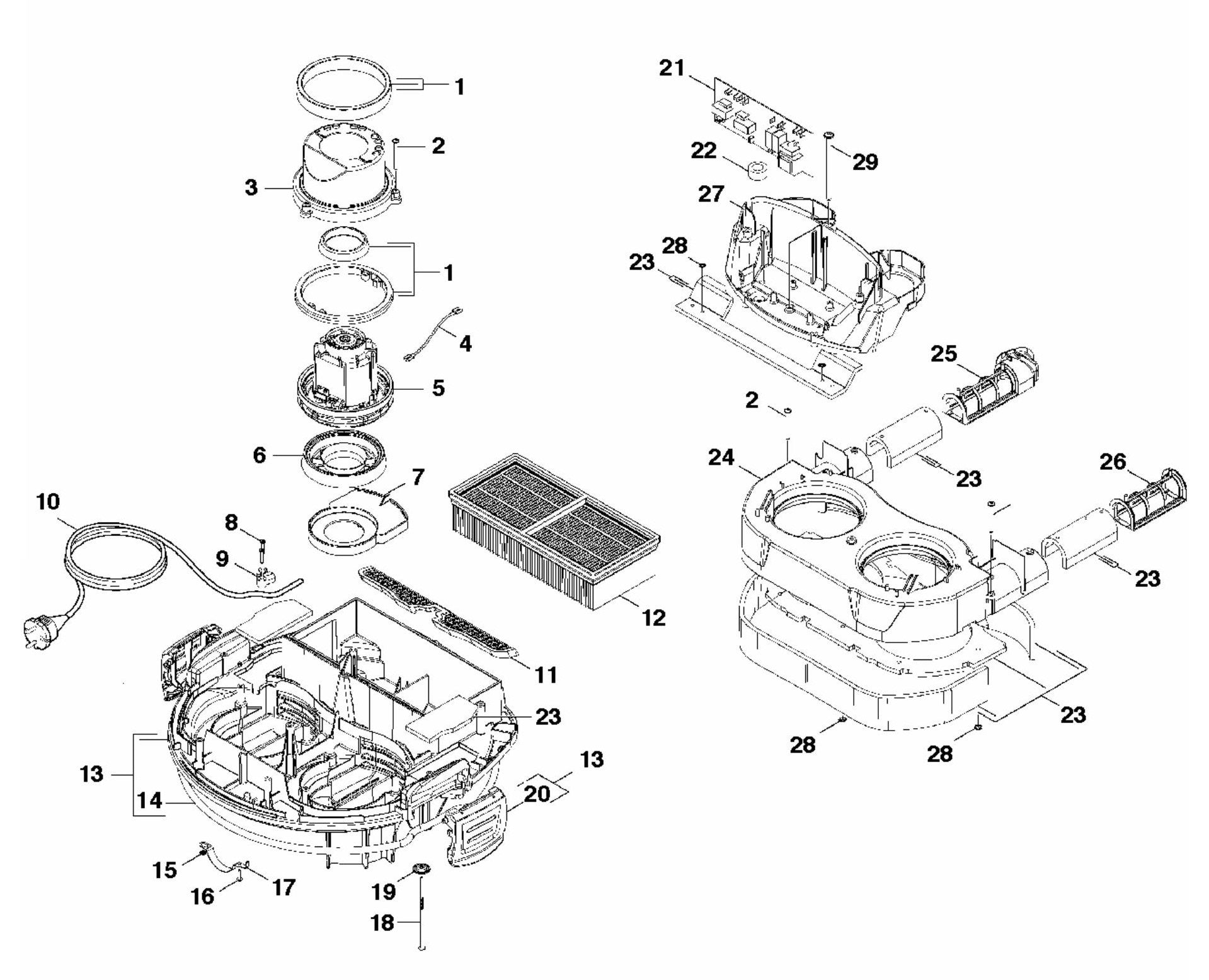 DC 3000 Vacuum Motor Assembly Parts