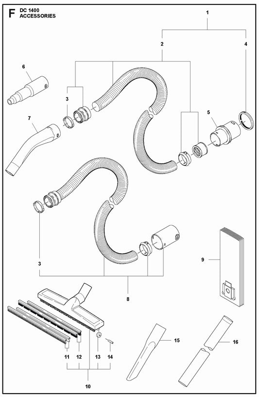 Accessories Parts For DC 1400 Parts By Husqvarna