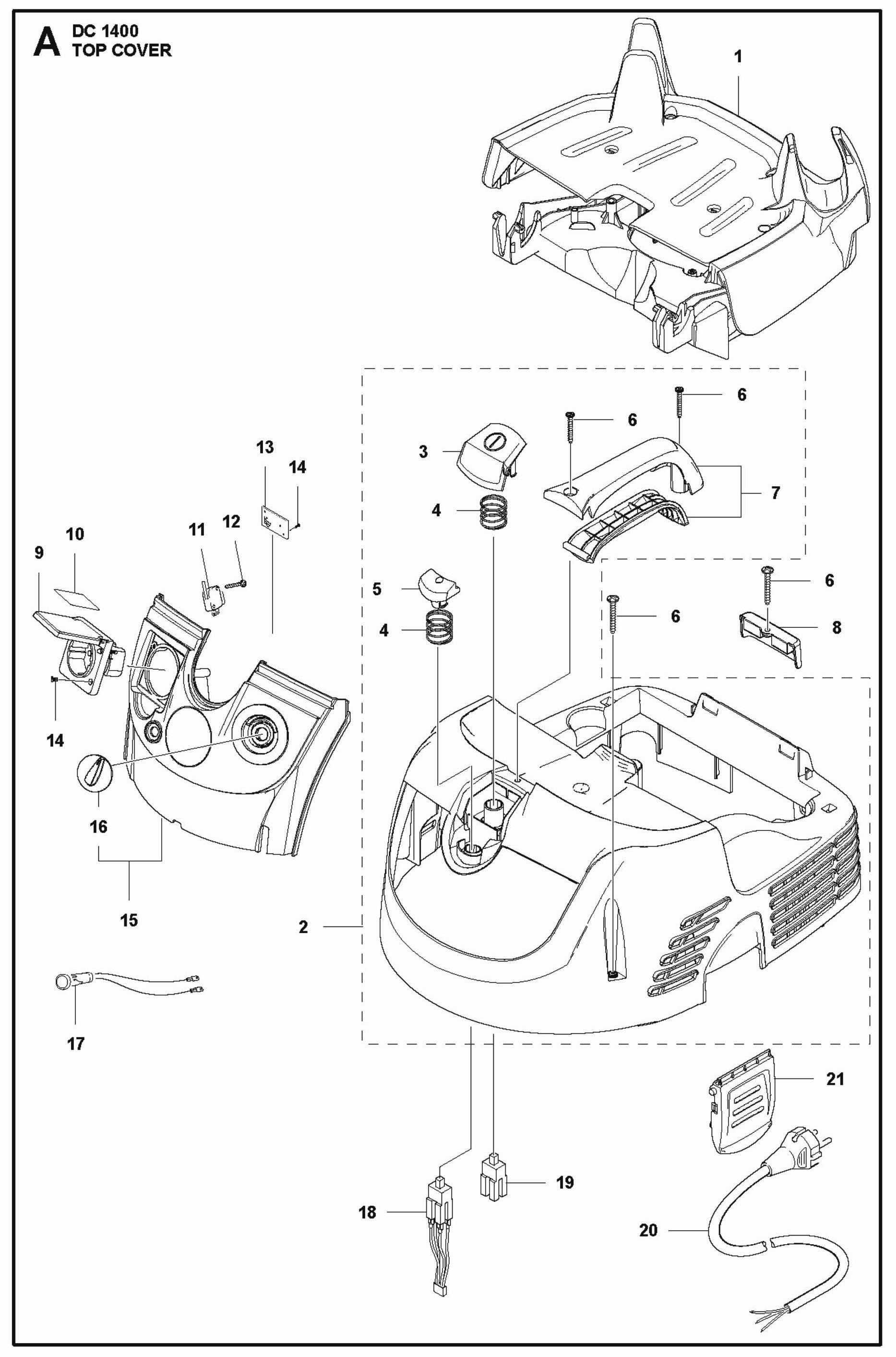 Top Cover Parts For DC 1400 Parts By Husqvarna