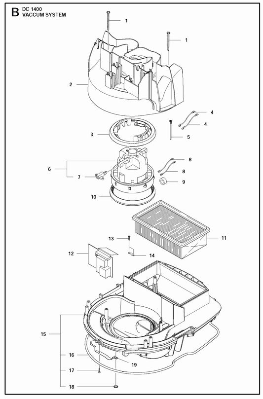 Vaccum System Parts For DC 1400 Parts By Husqvarna