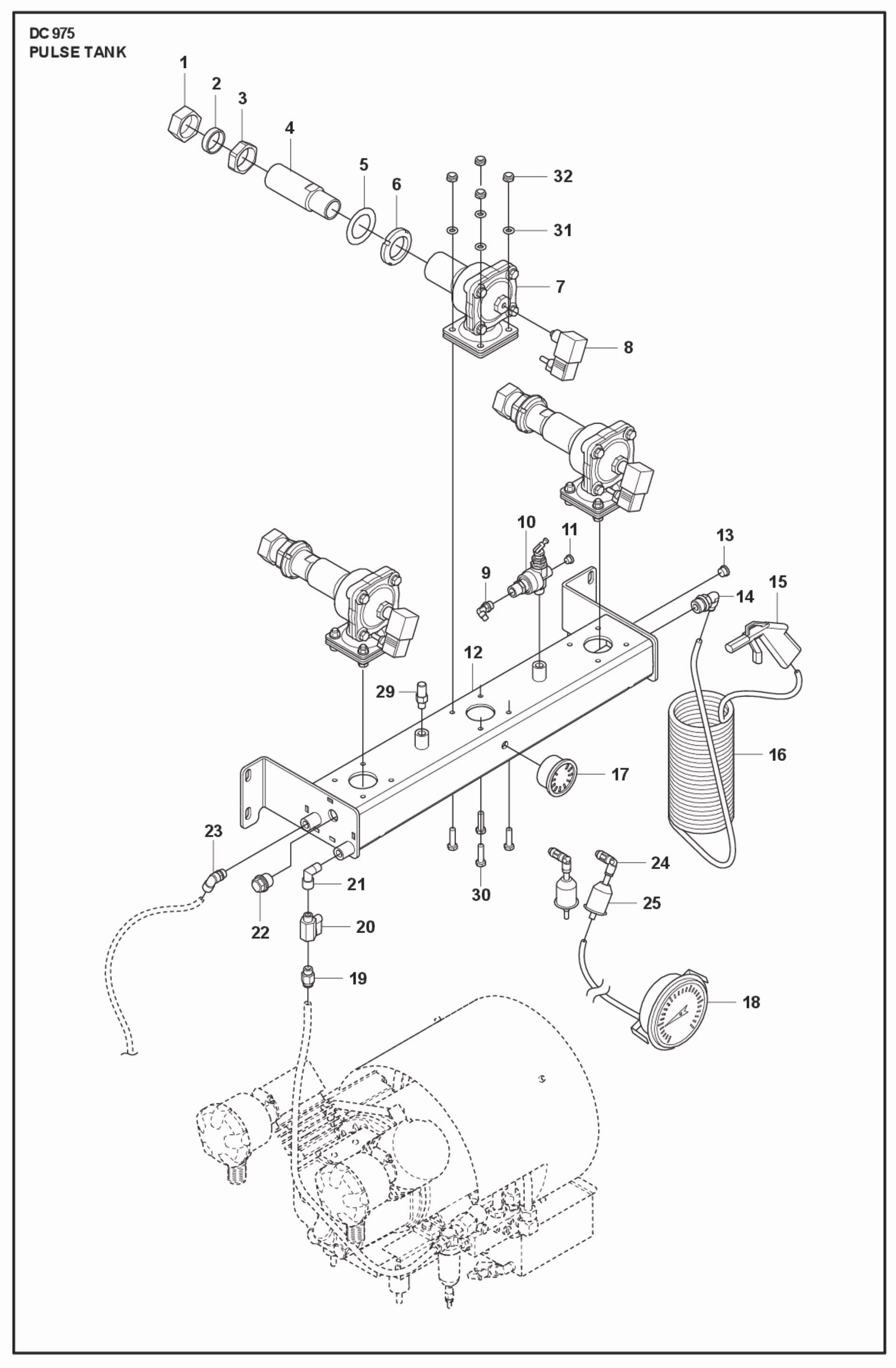 Pulse Tank Parts For DC 975 By Husqvarna