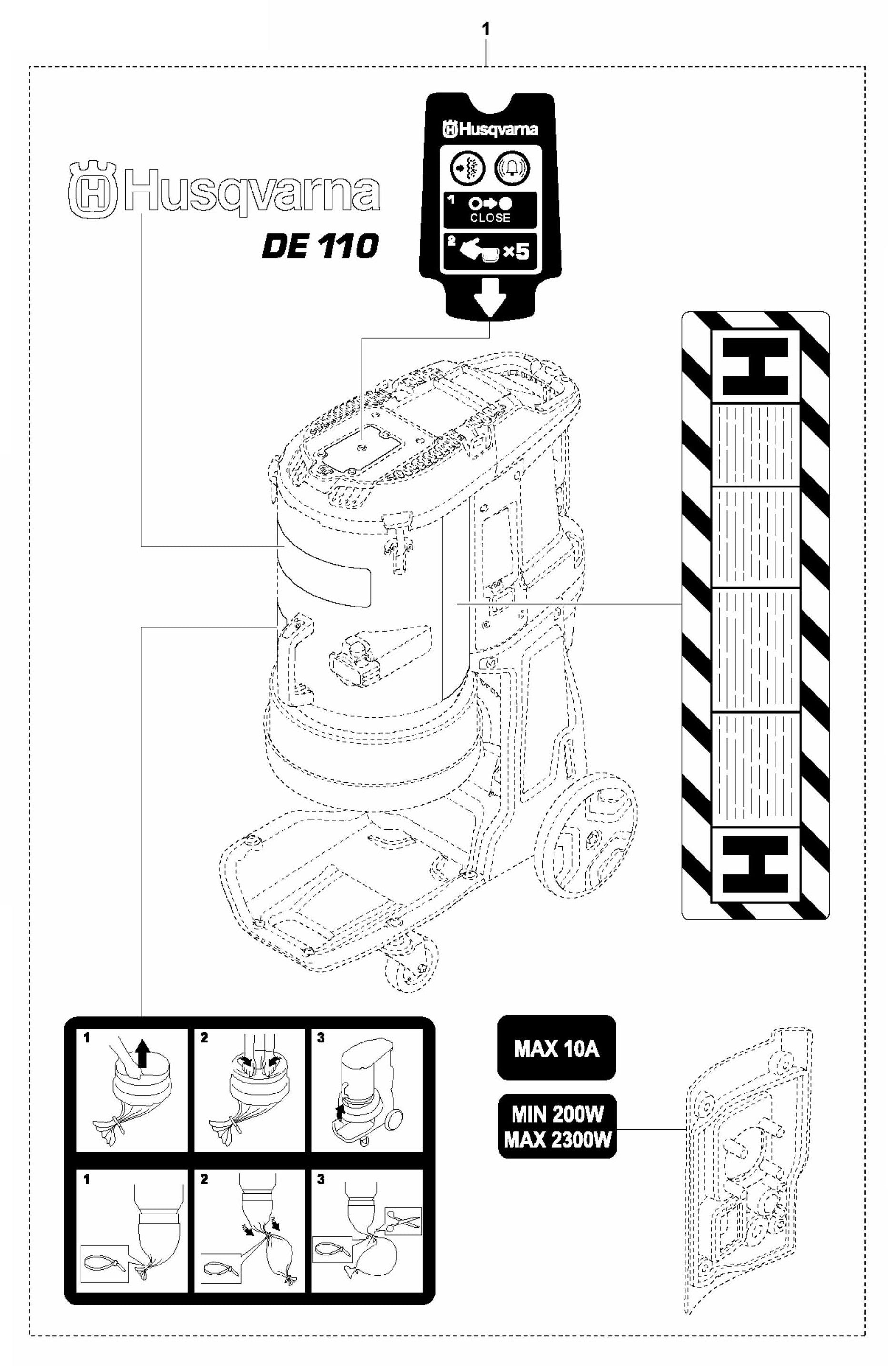 DE 110 Decals-EU, AUS, Row Assembly Parts