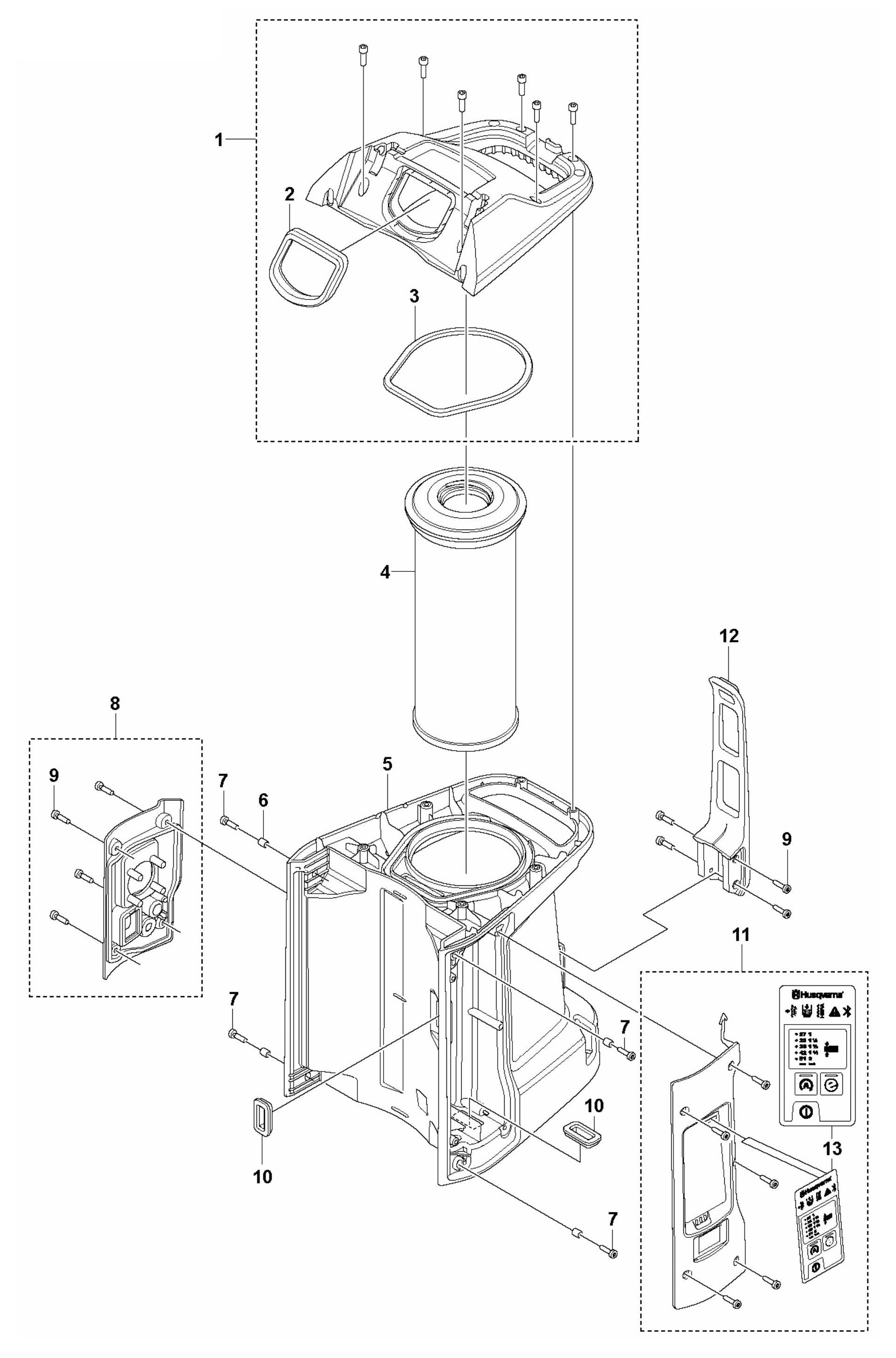 DE 110 Housing, Upper Assembly Parts