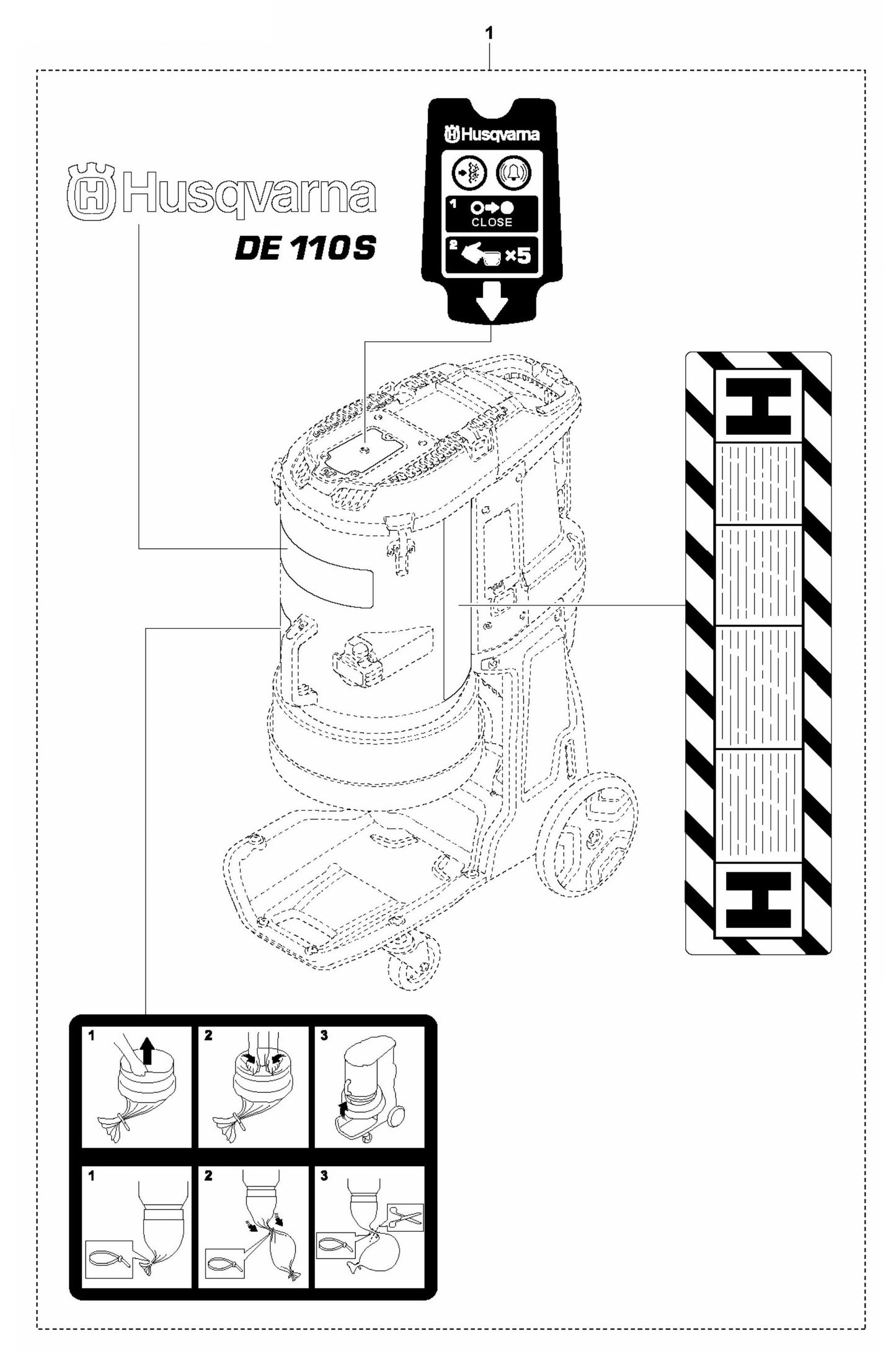 DE 110 S Decals-EU, AUS, Row Assembly Parts
