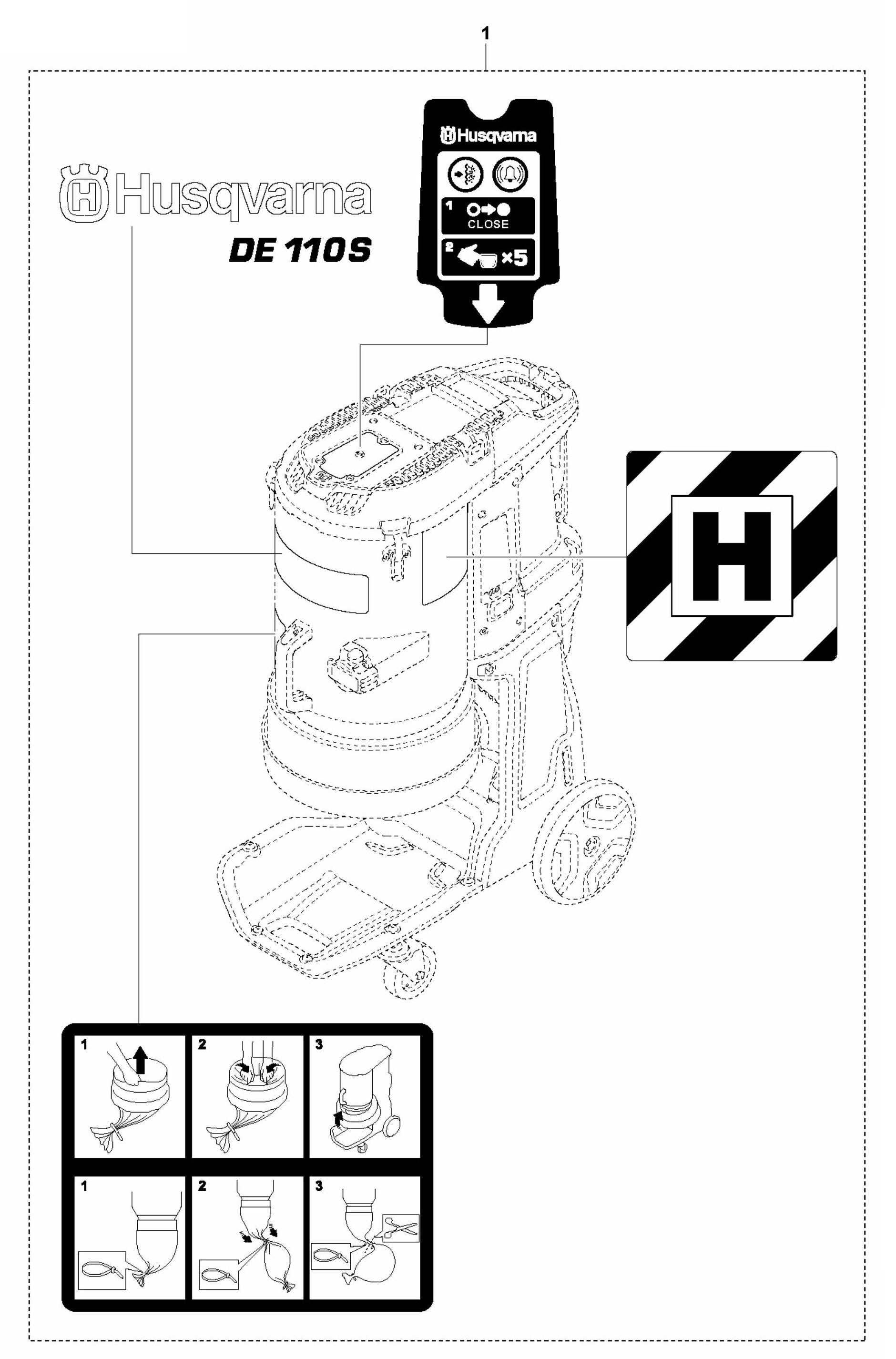 DE 110 S Decals-NA Assembly Parts