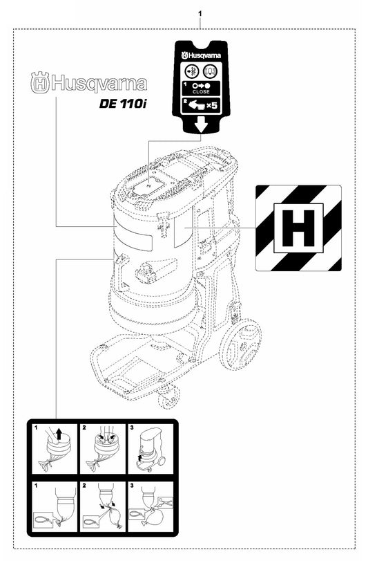 DE 110i H Decals-NA Assembly Parts