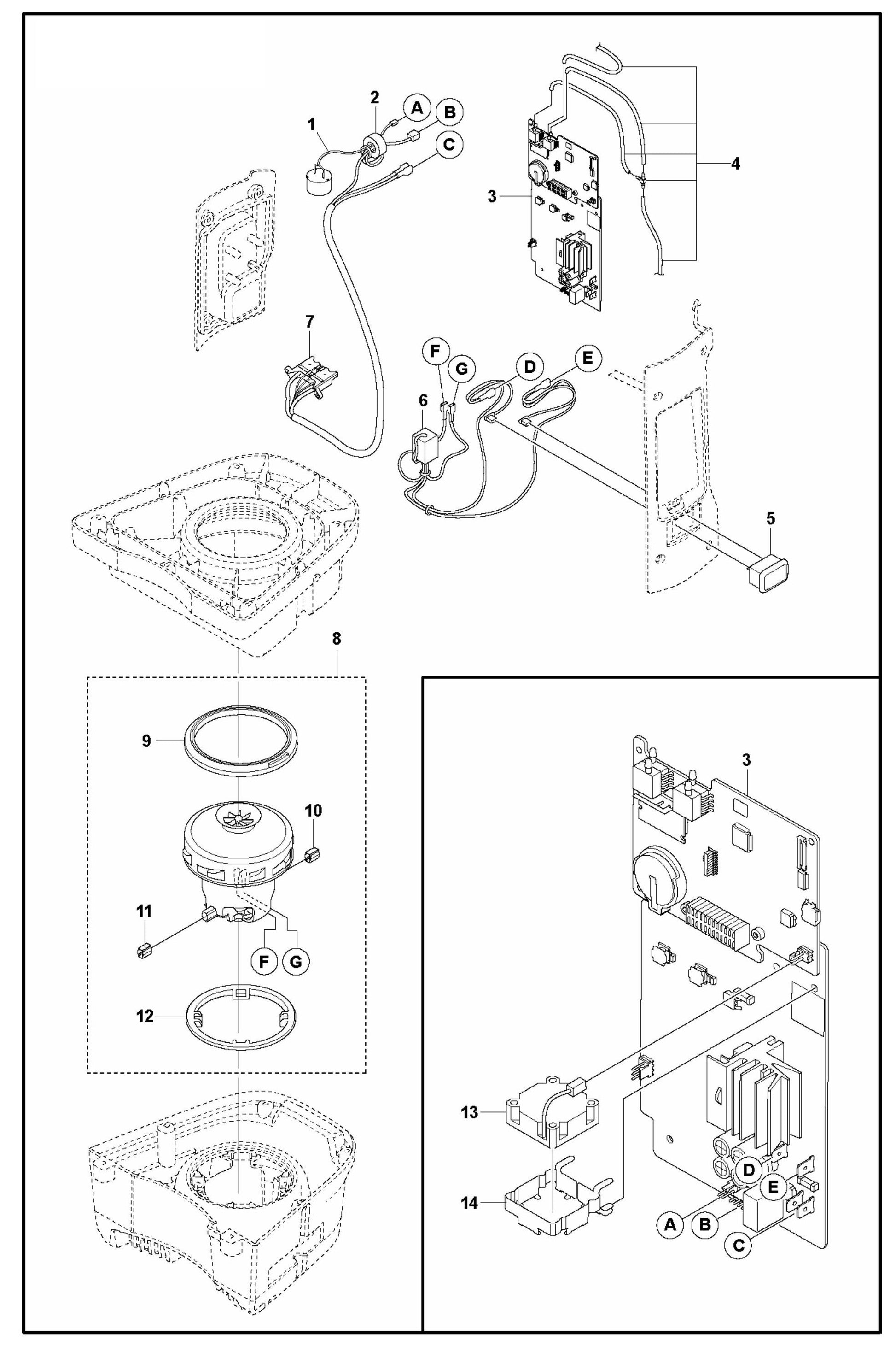 DE 110i H Motor and Electrical Assembly Parts