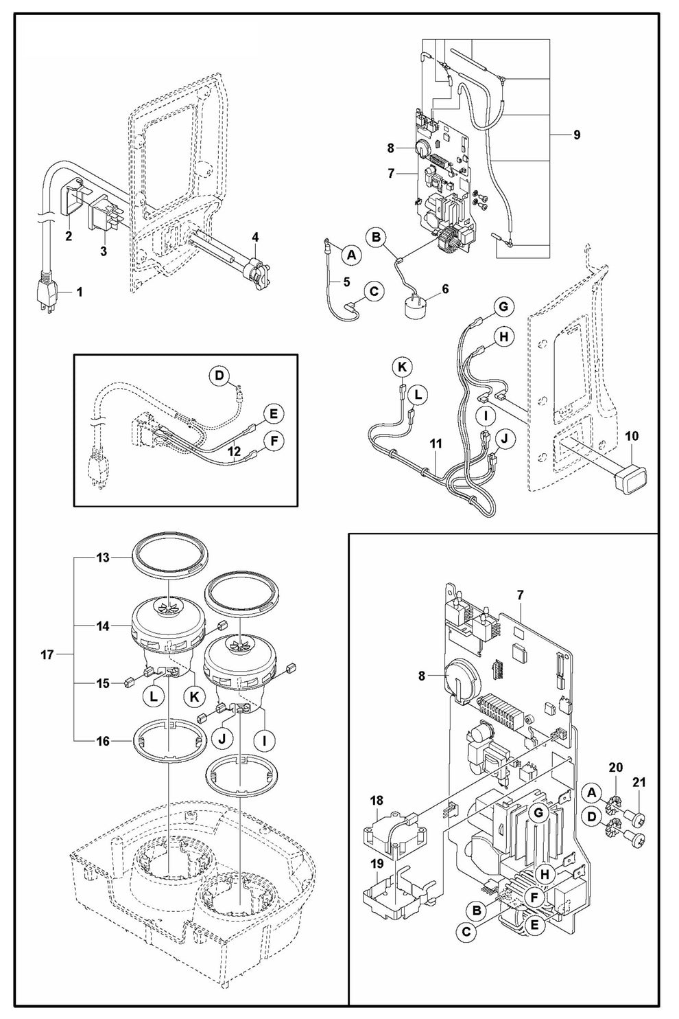 DE 120 Motor and Electrical-US, UK, JP Assembly Parts