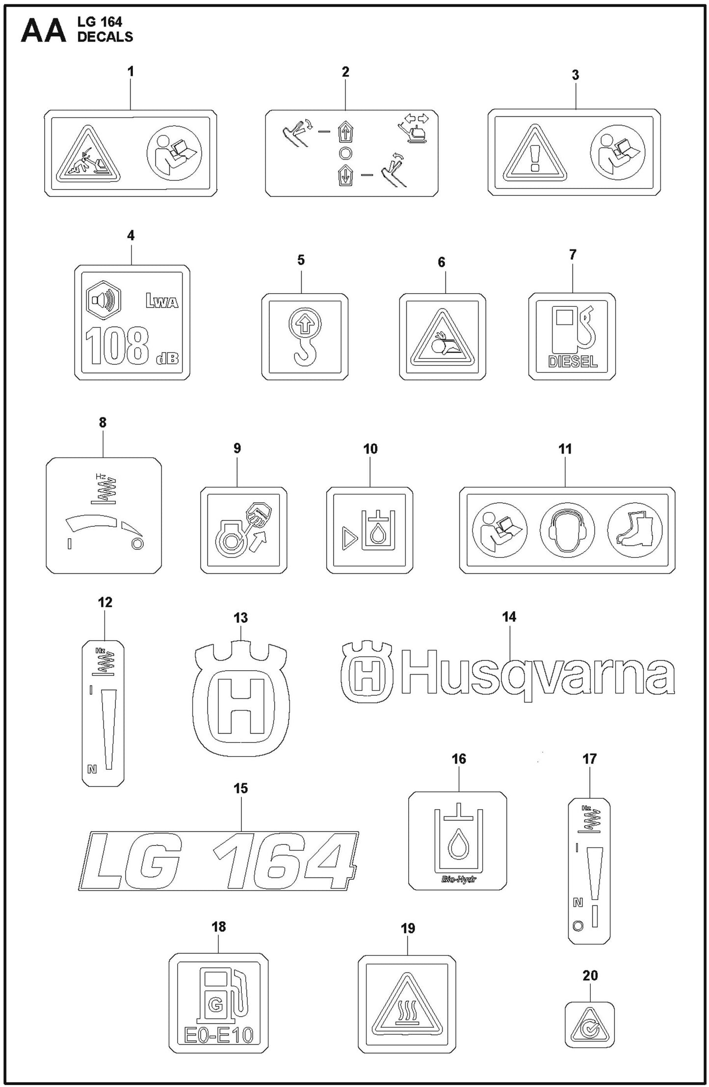 Decals Parts For LG 164 Petrol By Husqvarna