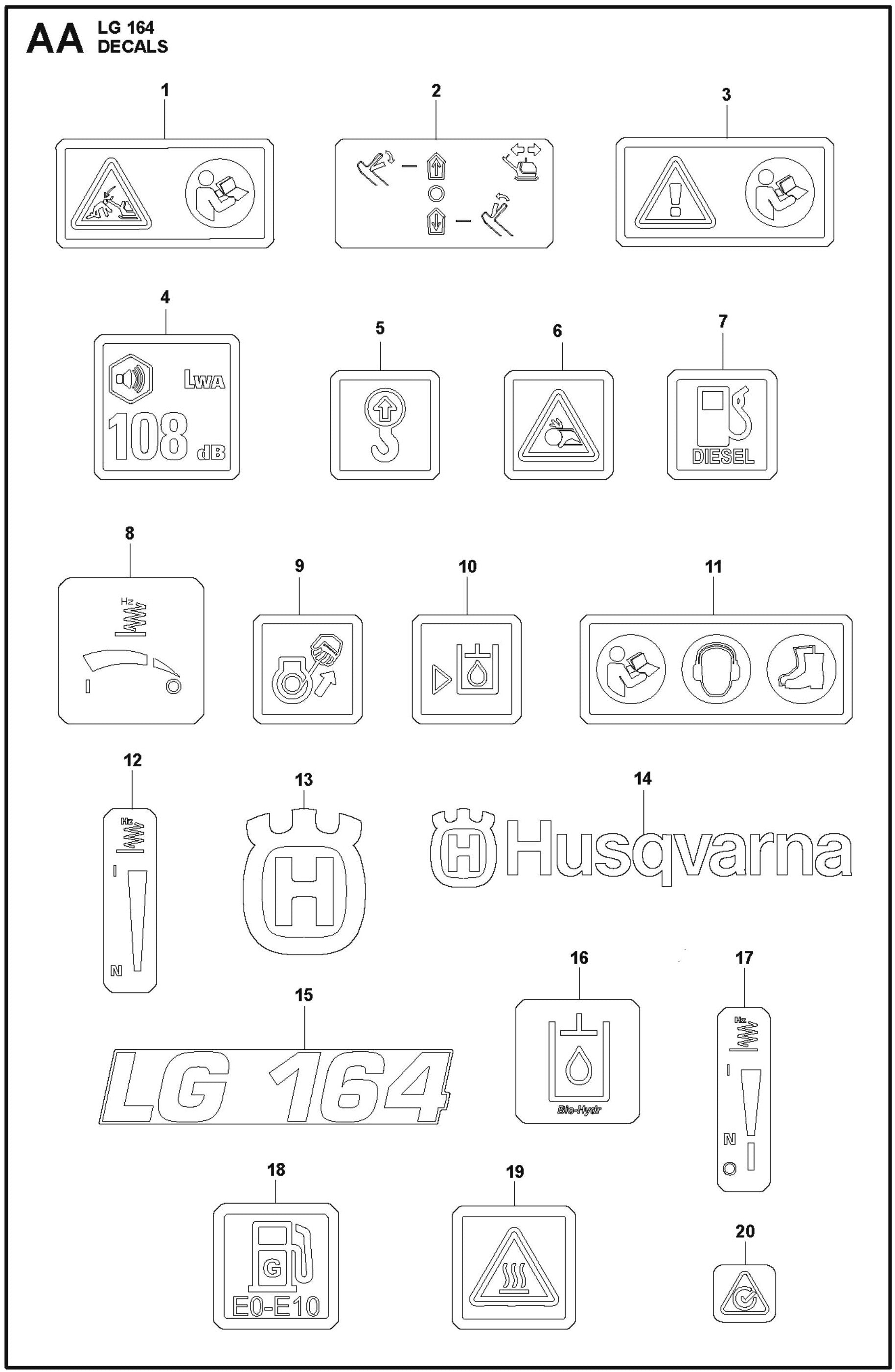 Decals Parts For LG 164 Petrol By Husqvarna