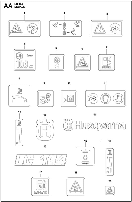 Decals Parts For LG 164 Petrol By Husqvarna