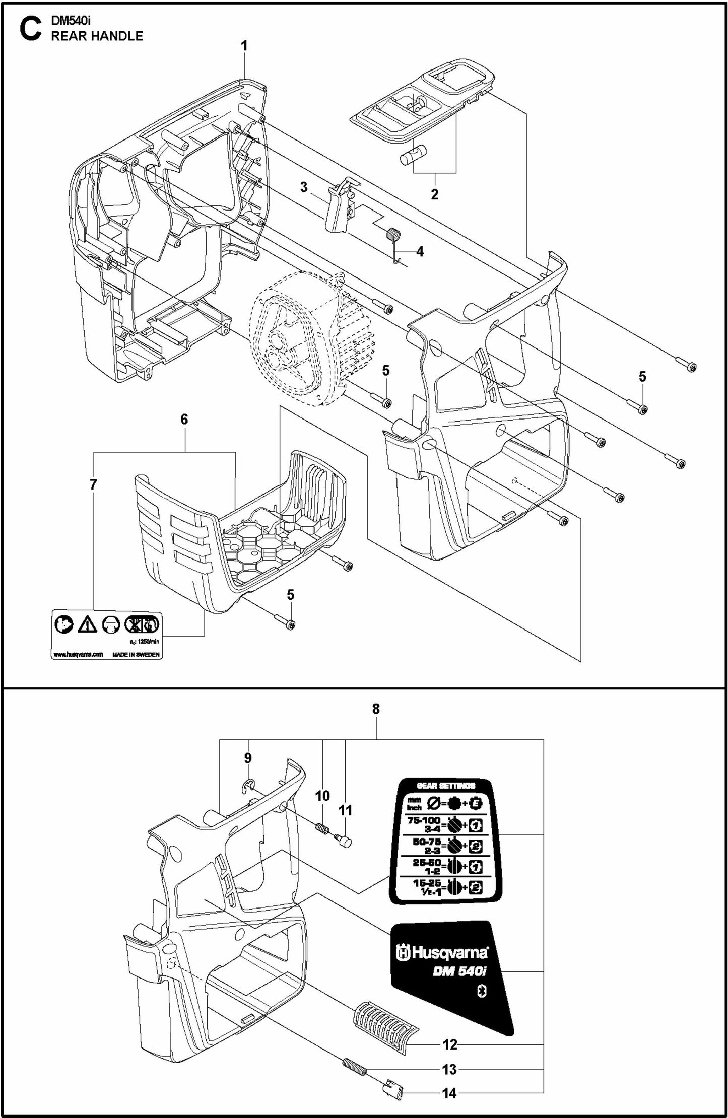 DM 540i Rear Handle Assembly Parts