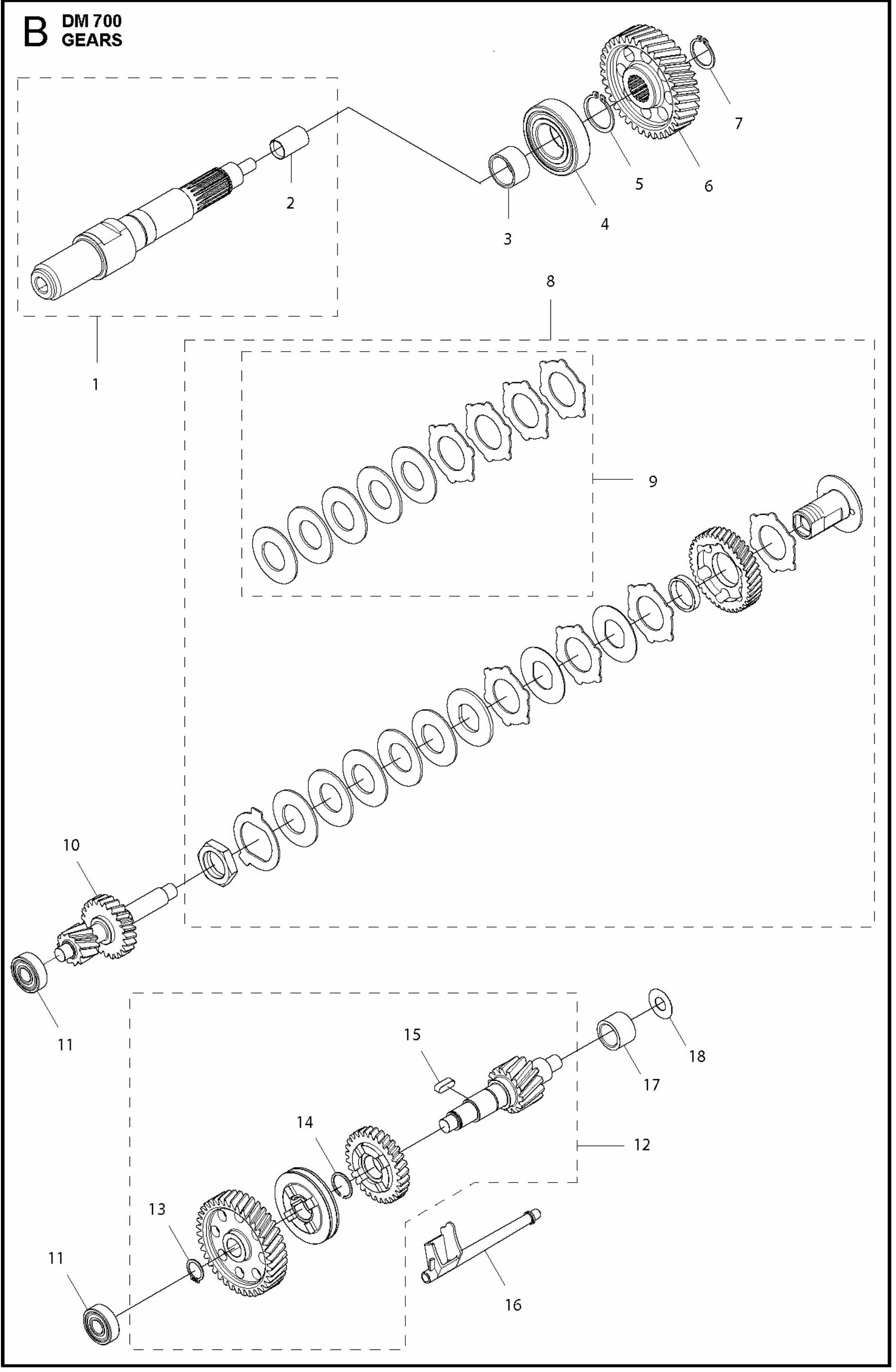 DM 700 Gears Assembly Parts