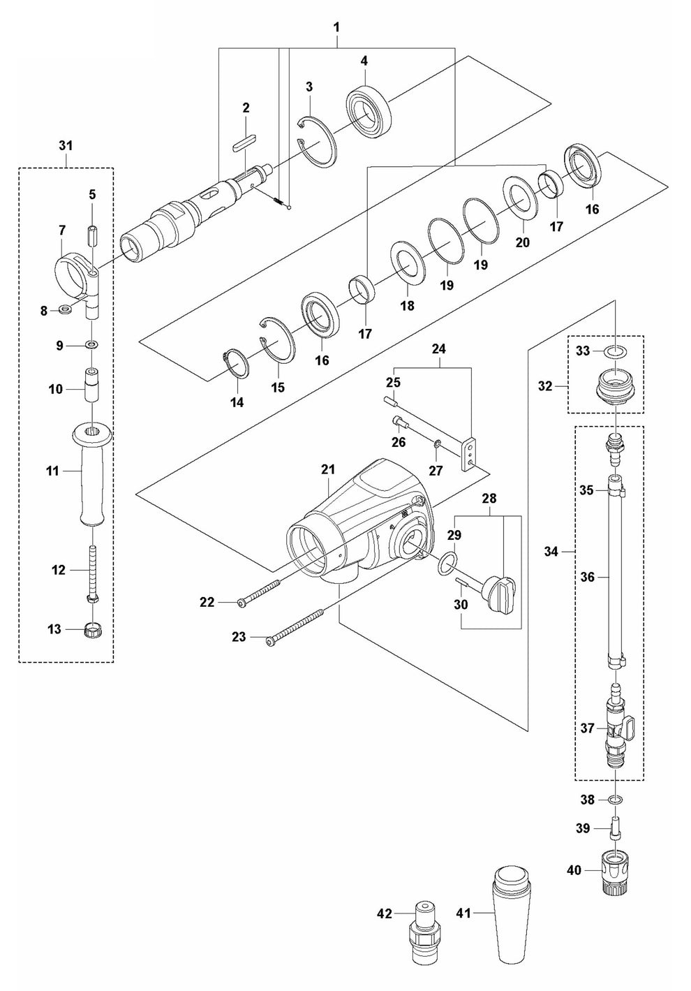 DM 200 Gearbox Assembly Parts by Husqvarna