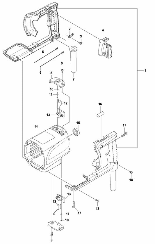 DM 200 Rear Handle And Electrical Assembly Parts by Husqvarna