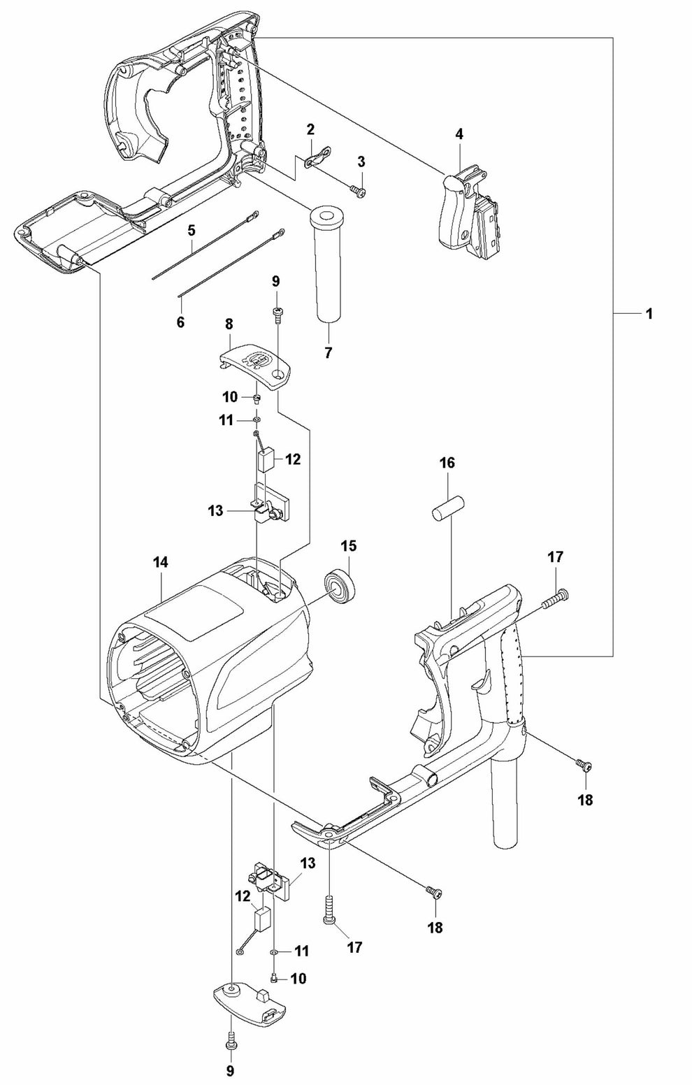 DM 200 Rear Handle And Electrical Assembly Parts by Husqvarna