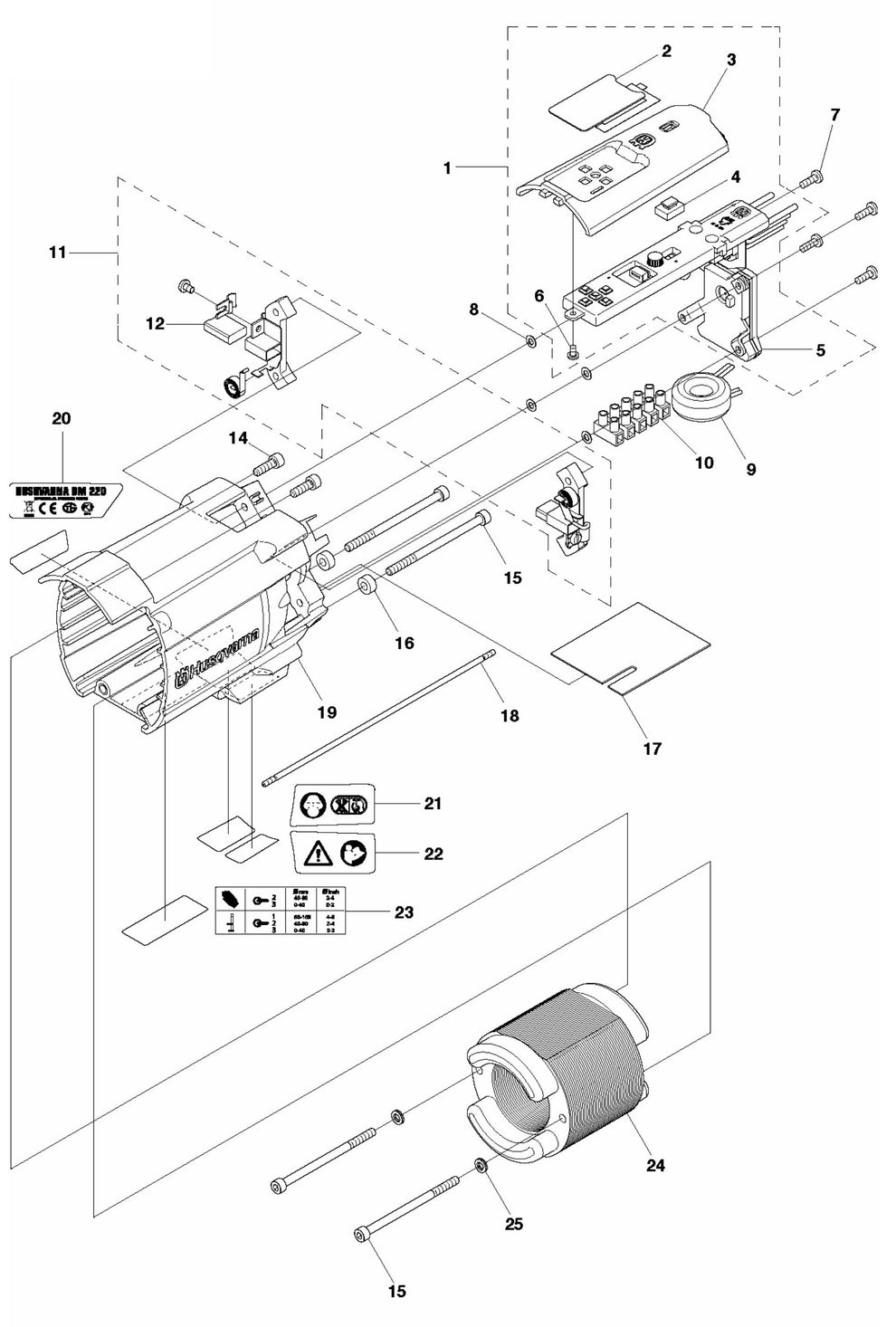 DM 220 Motor Assembly Parts-2 by Husqvarna