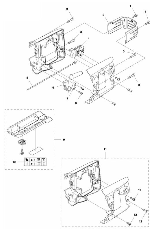 DM 220 Rear Handle Assembly Parts by Husqvarna