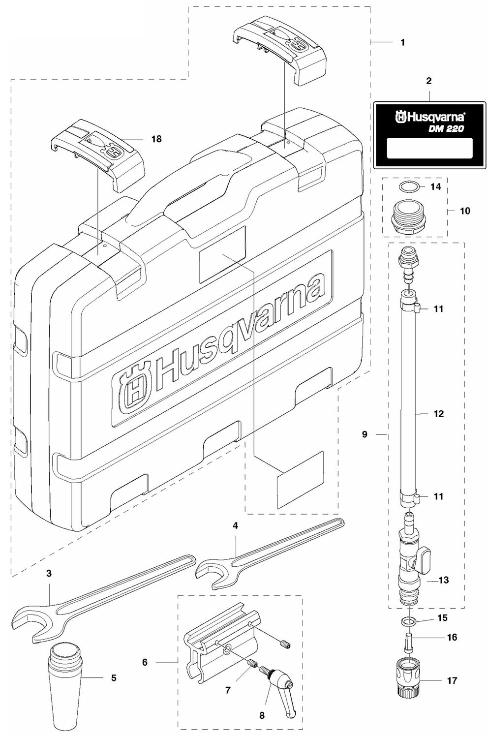 DM 220 Accessories Assembly Parts by Husqvarna