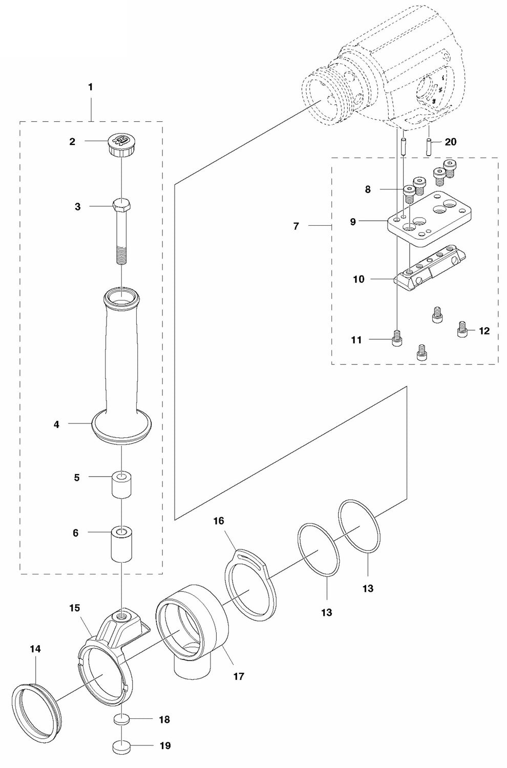 DM 220 Front Handle Assembly Parts by Husqvarna