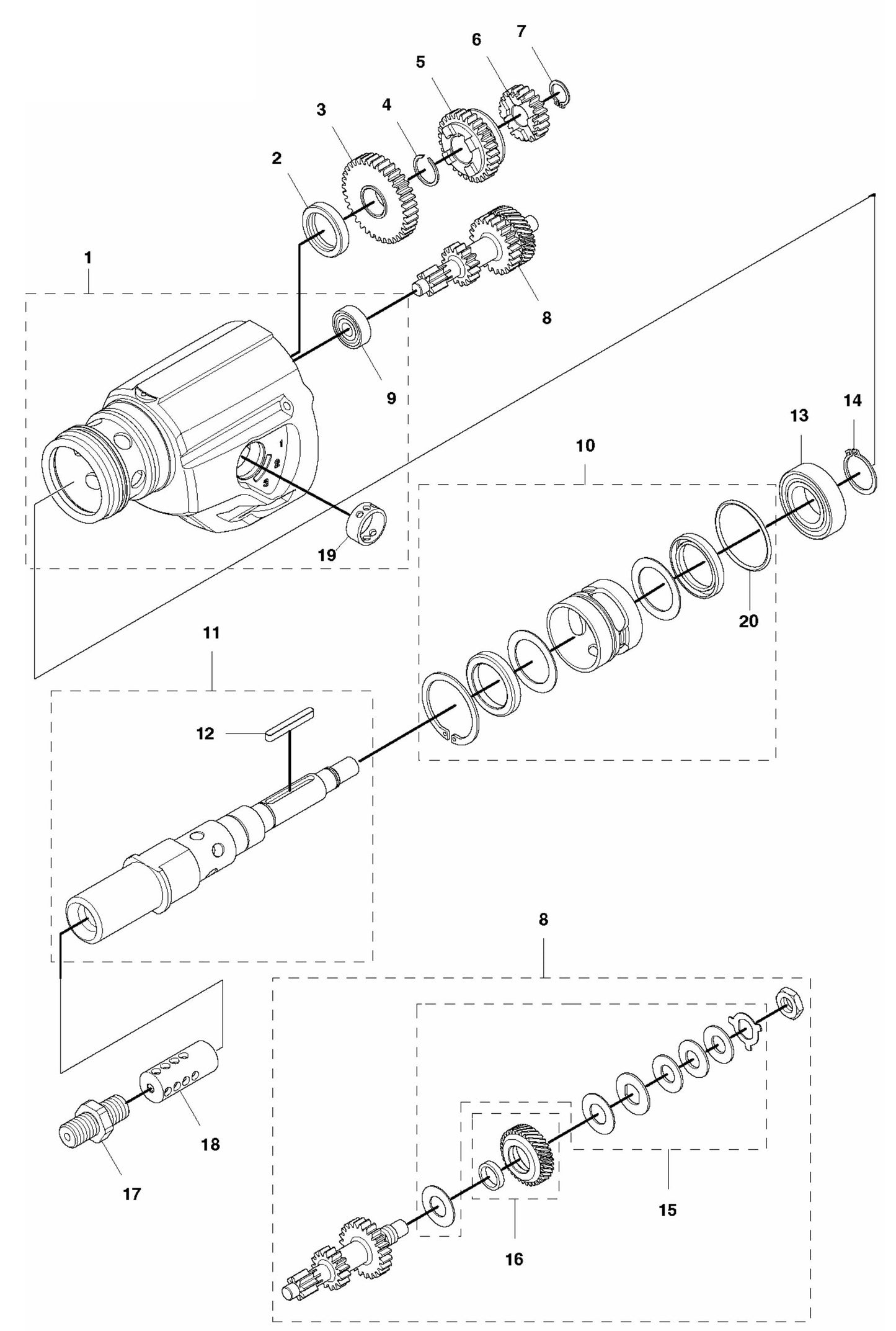 DM 220 Gear Box Assembly Parts-2 by Husqvarna