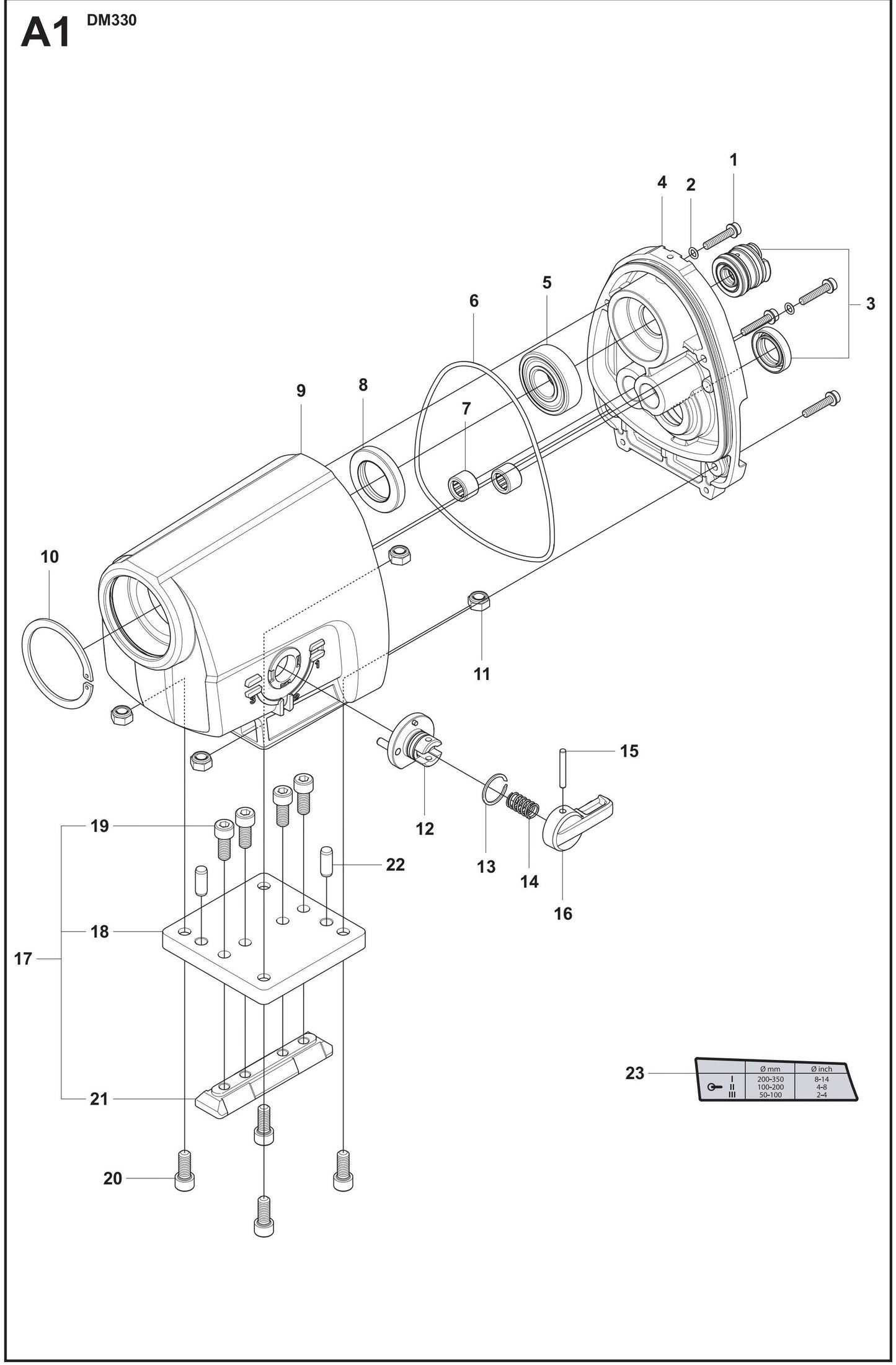 DM 330 Gear Box Assembly-1 Parts