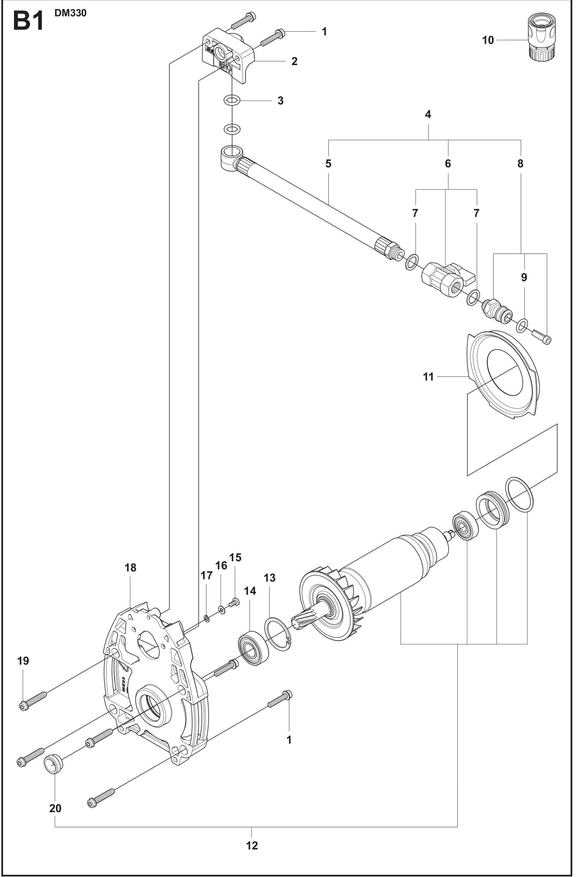 DM 330 Rotor and Hose Assembly Parts